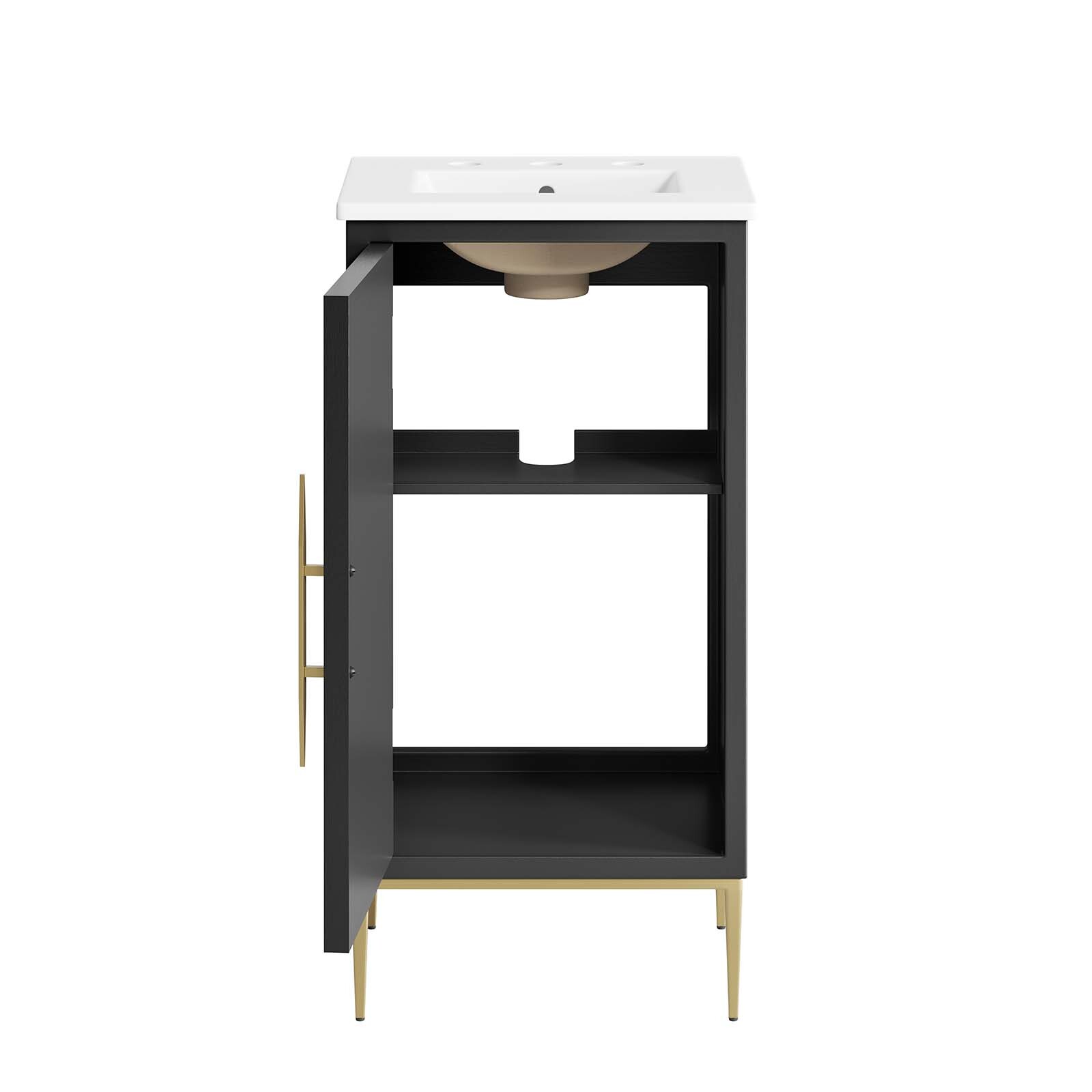 Modway Awaken 18″ Bathroom Vanity Cabinet in White Black With Ceramic Sink Basin