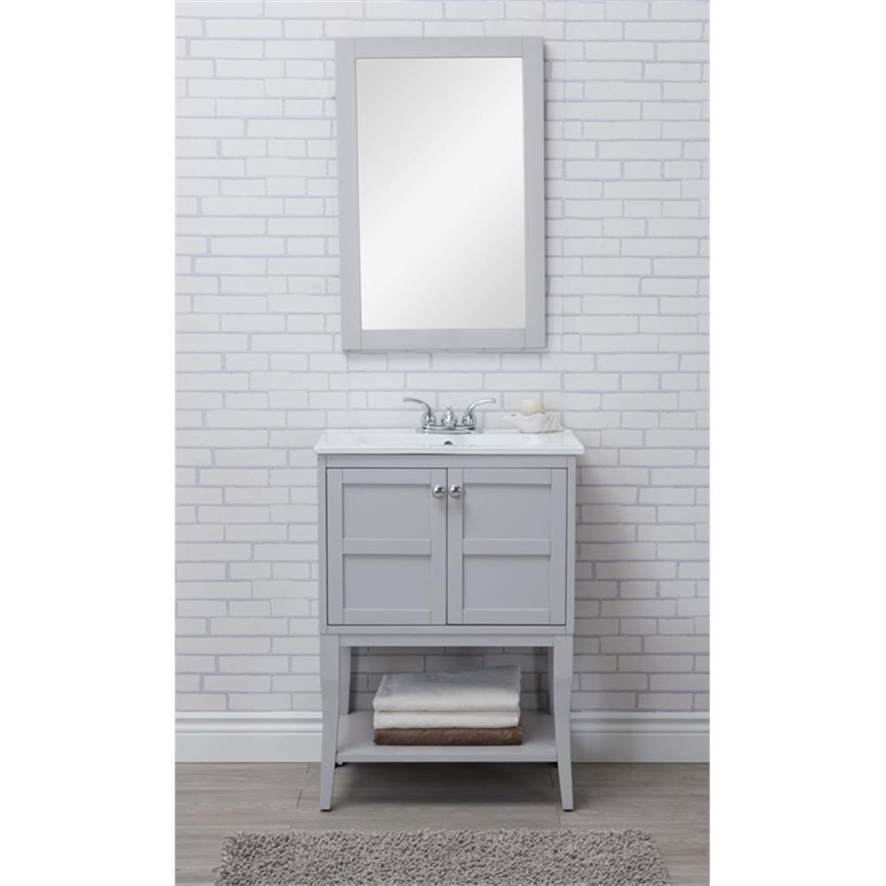 Elegant Decor Mason 24″ Solid Wood Single Bathroom Vanity in Gray