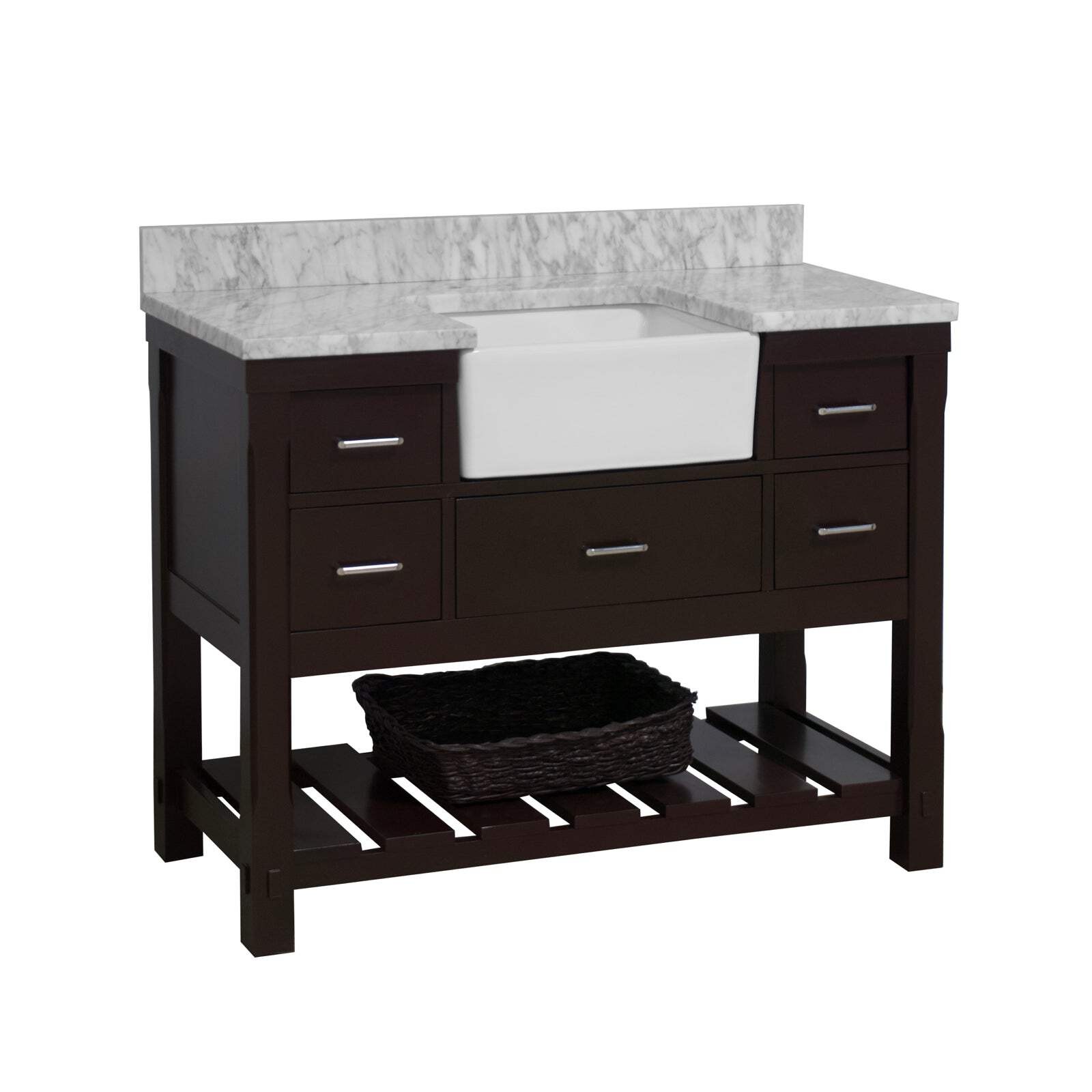 Charlotte 48-inch Farmhouse Vanity with Carrara Marble Top