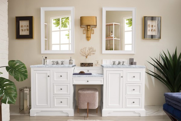 82″ James Martin De Soto 825-V82-BW-DU-CAR Double Vanity Cabinet Carrara Top