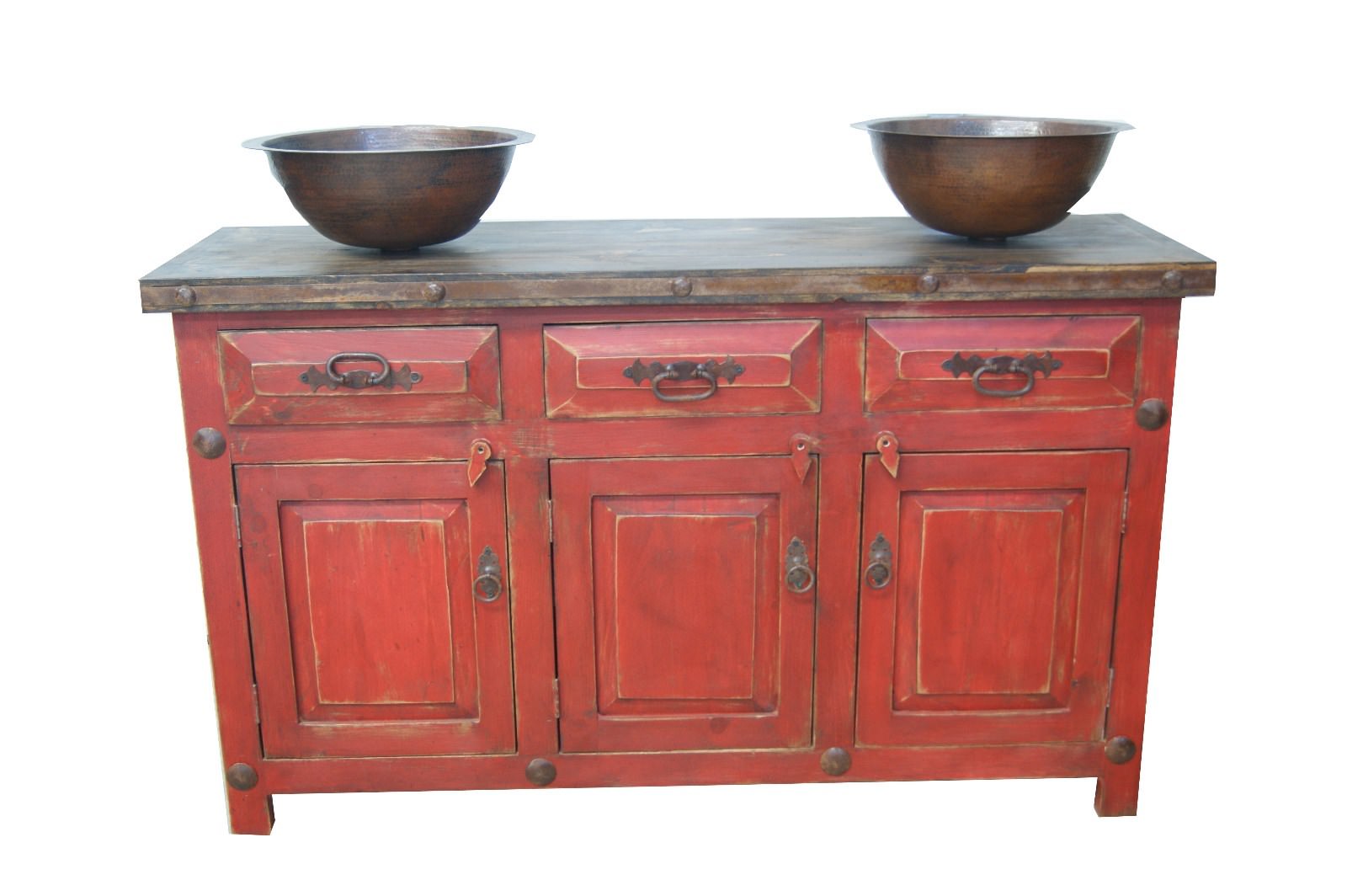 Rustic Weathered Red Bathroom Vanity Buffett furniture