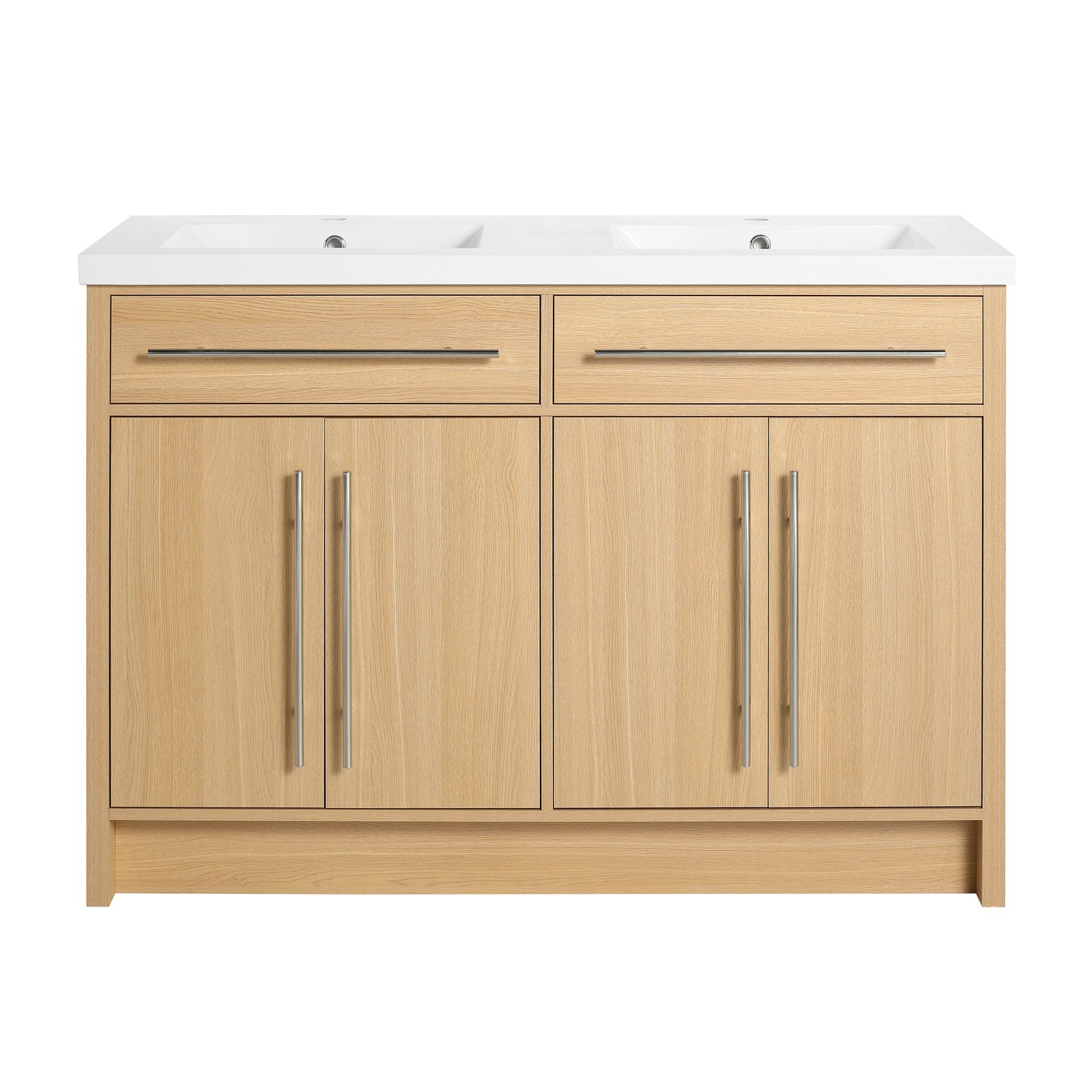48 inch Plywood Bathroom Vanity Freestanding Double Resin Sink Storage W/2 Doors