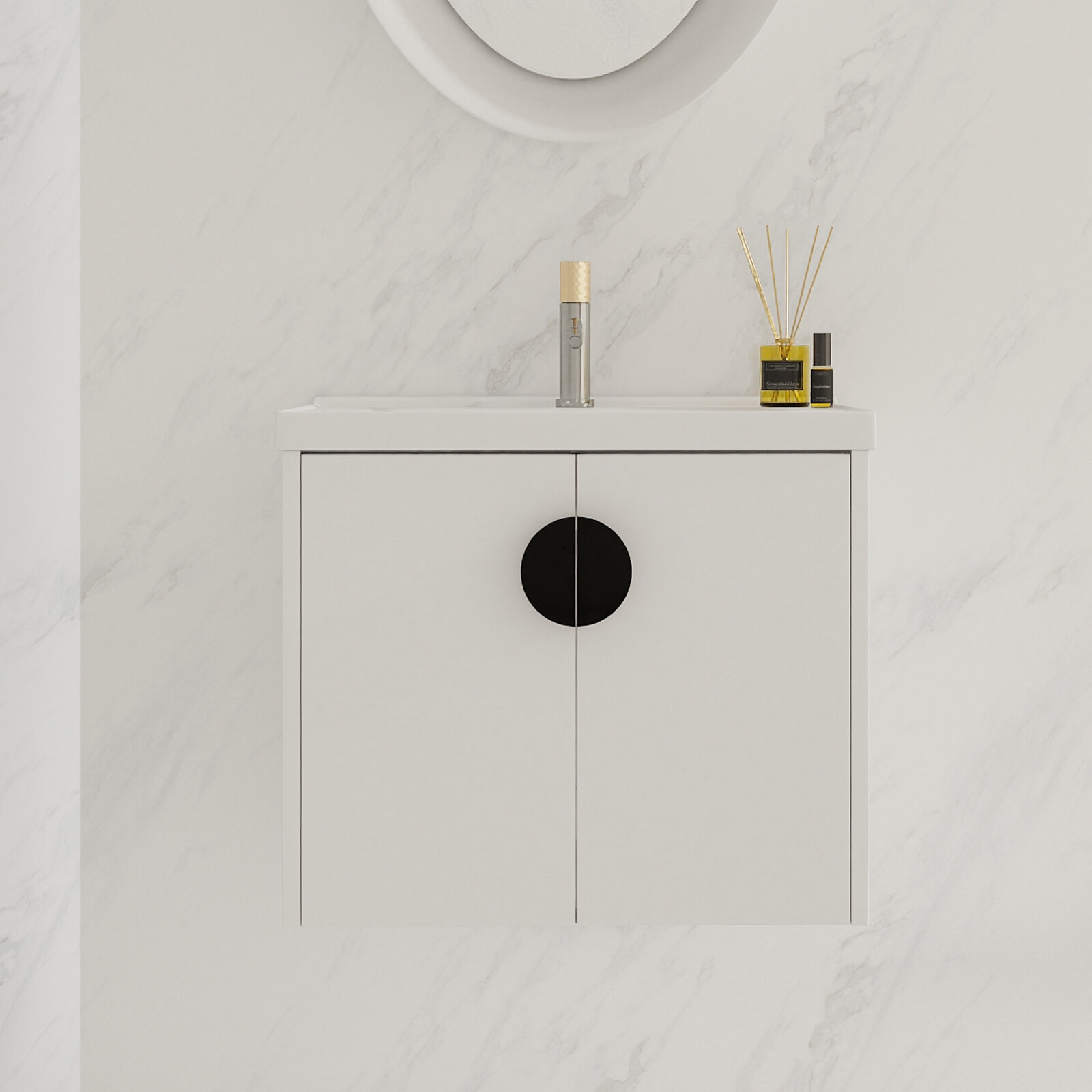 24″28″ Bathroom Vanity Cabinet with Sink and Soft Close Doors for Small Bathroom