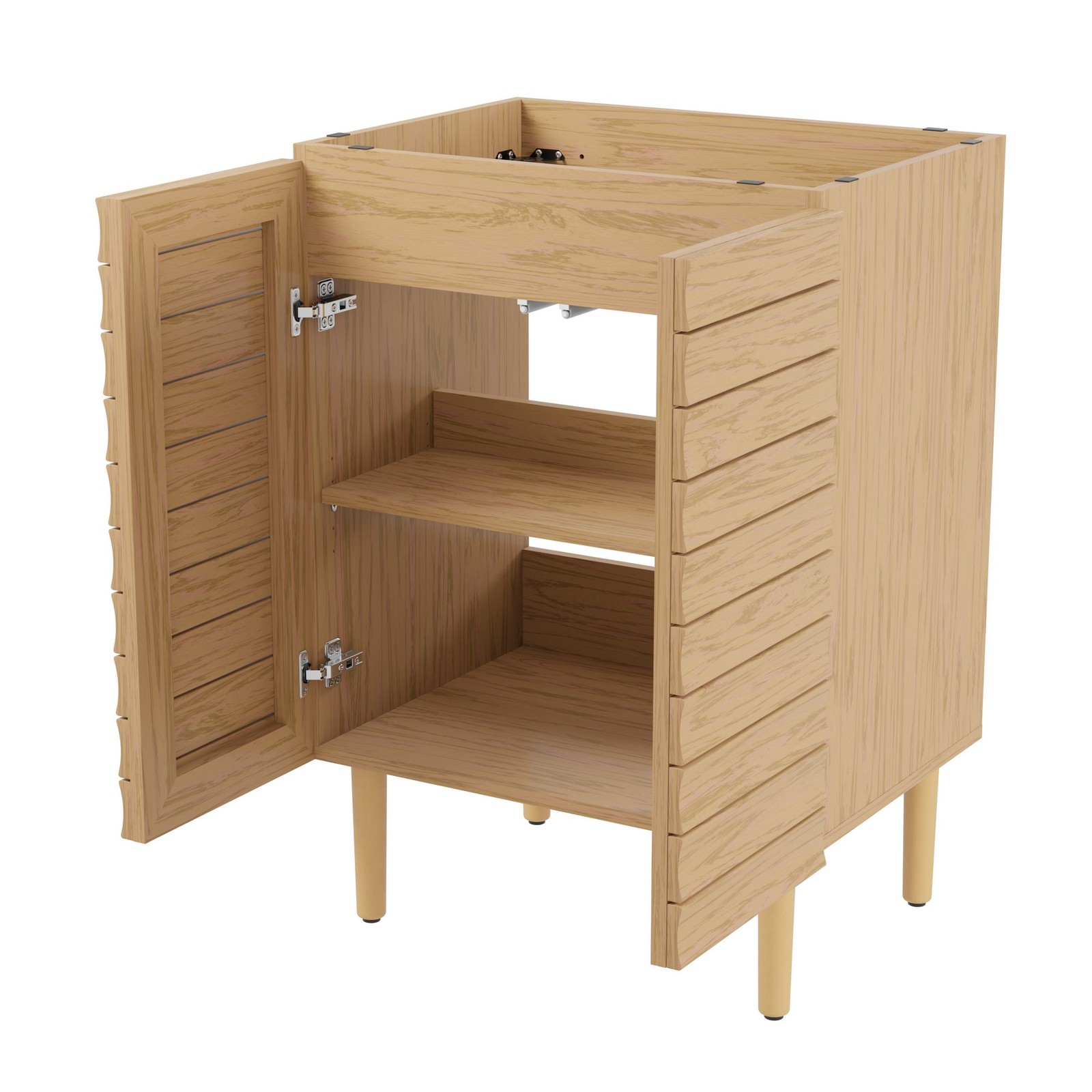 Aubert 24 in. W x 18 in. D x 33 in. H Thick Linear Slat Modern Farmhouse 2-Shelf