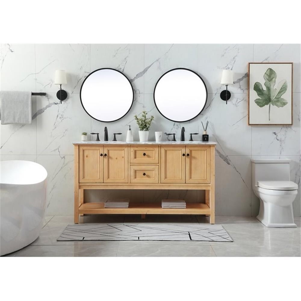 Elegant Decor Metropolis 60″ Aluminum MDF Double Bathroom Vanity in Natural Wood