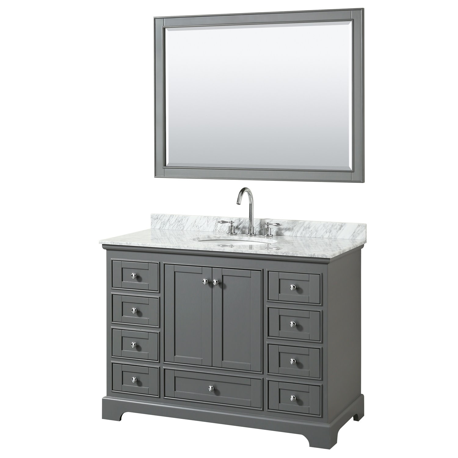 Wyndham Collection WCS202048SCMUNOM46 Deborah 48″ – Dark Gray / White Carrara