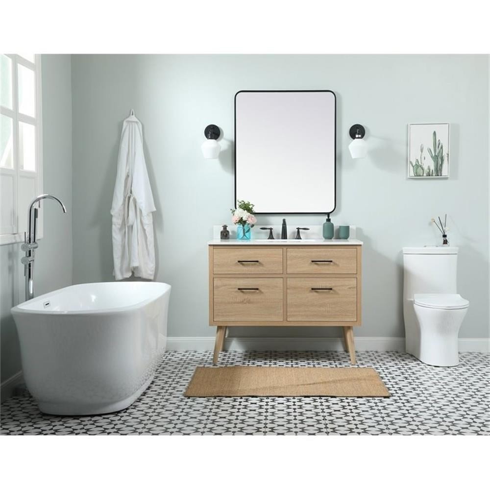 Elegant Decor Boise 42″ MDF Single Bathroom Vanity with Backsplash in Mango Wood