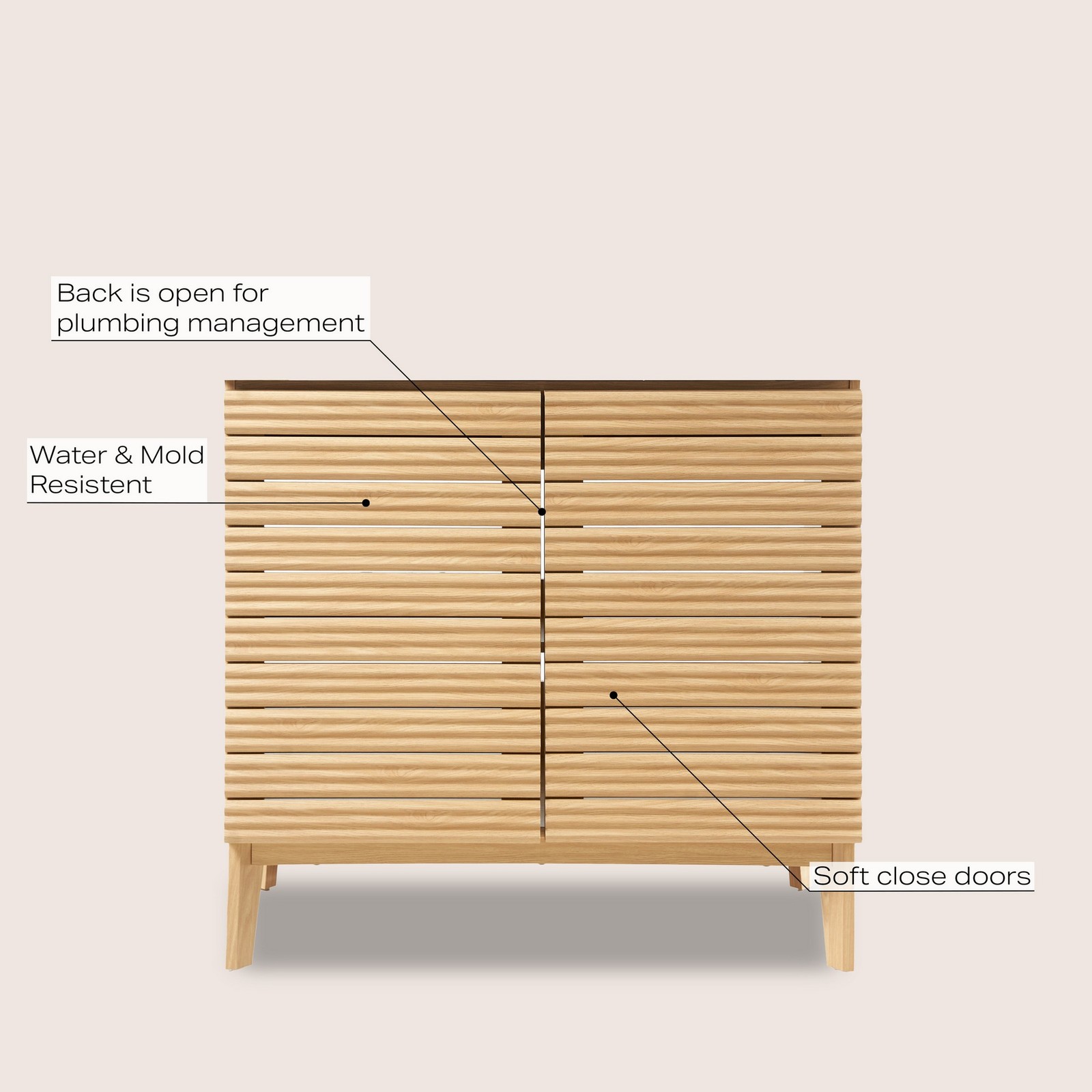 Calandre 36 in. W x 18 in. D x 33 in. H Thin Linear Slat Modern Farmhouse 2-Shel