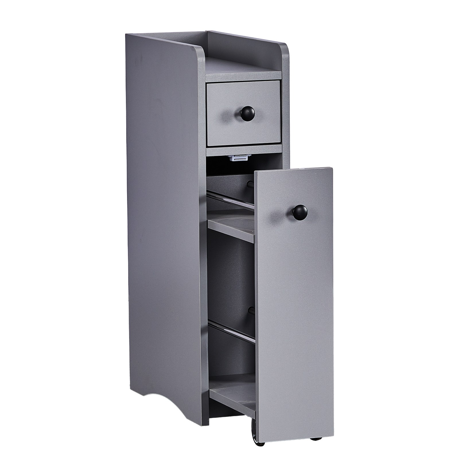 Gray Particleboard with Melamine Veneer Two-drawer Low Cabinet Bathroom Vanity