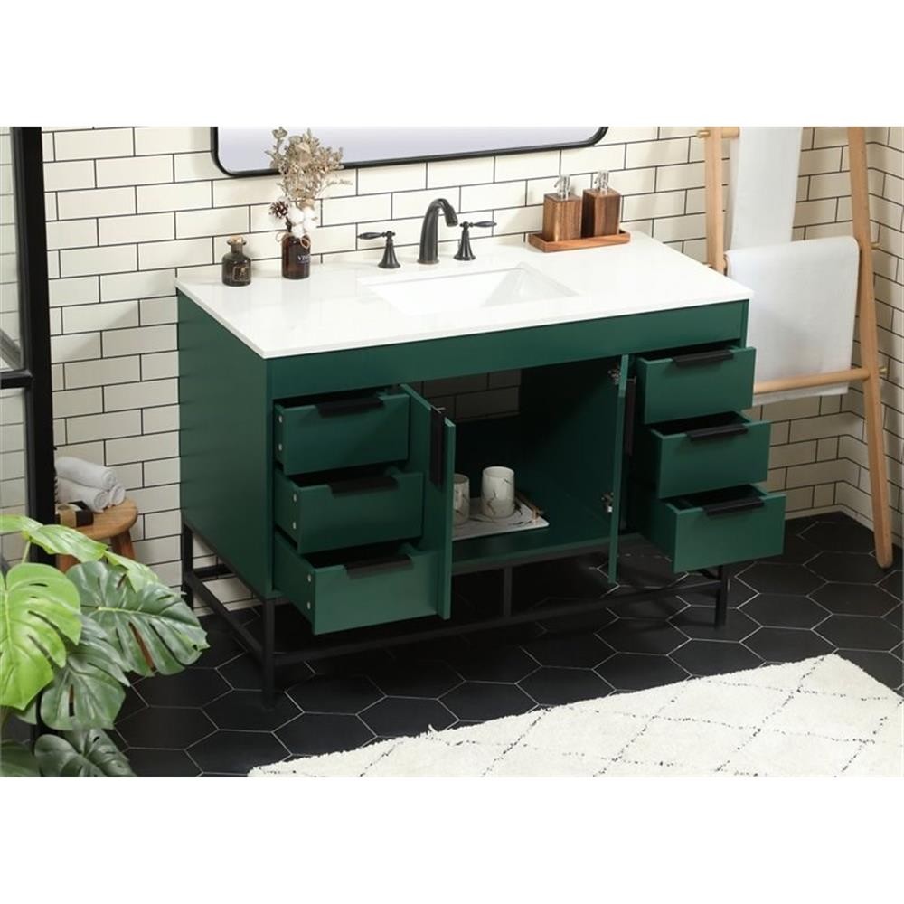 Elegant Decor Eugene 48″ Aluminum Iron MDF Single Bathroom Vanity in Green