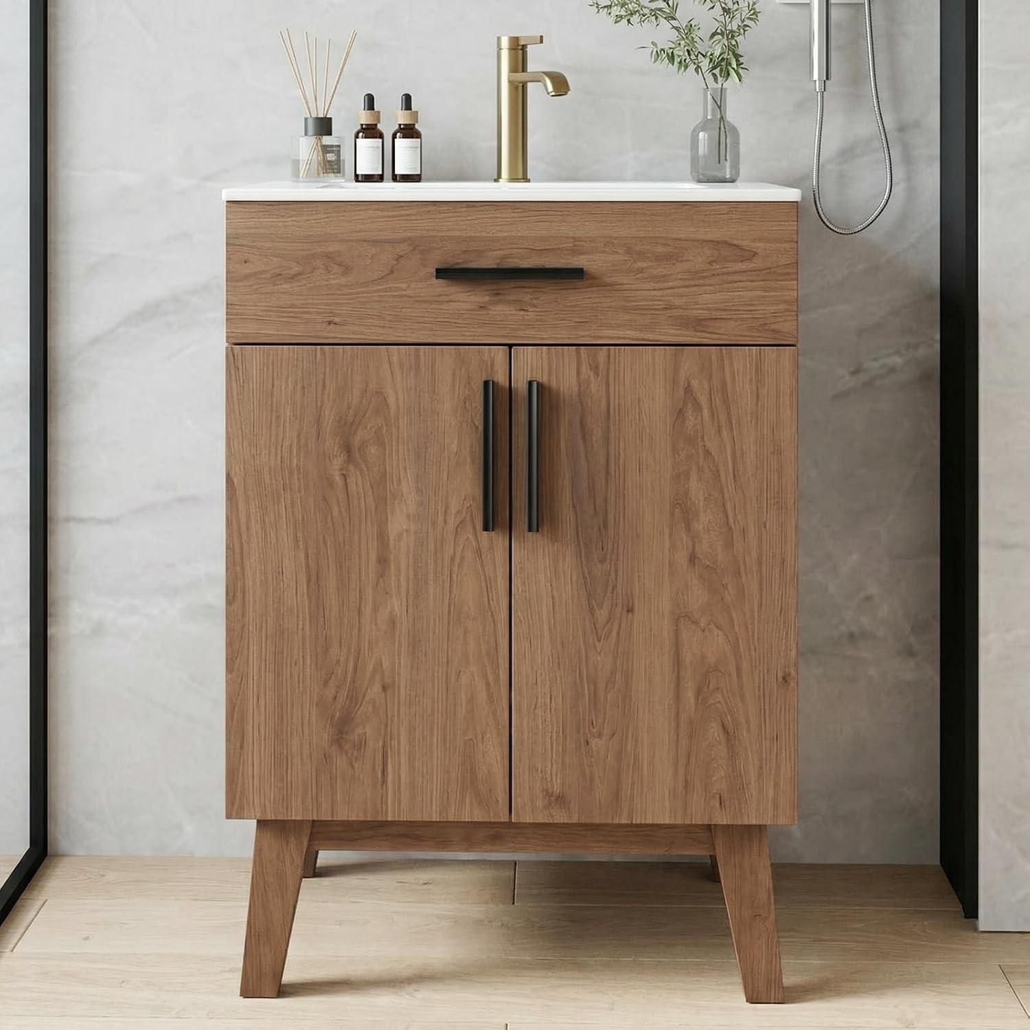 24″ Bathroom Vanity with Sink Vanity Combo with Two Soft Close Cabinet Doors