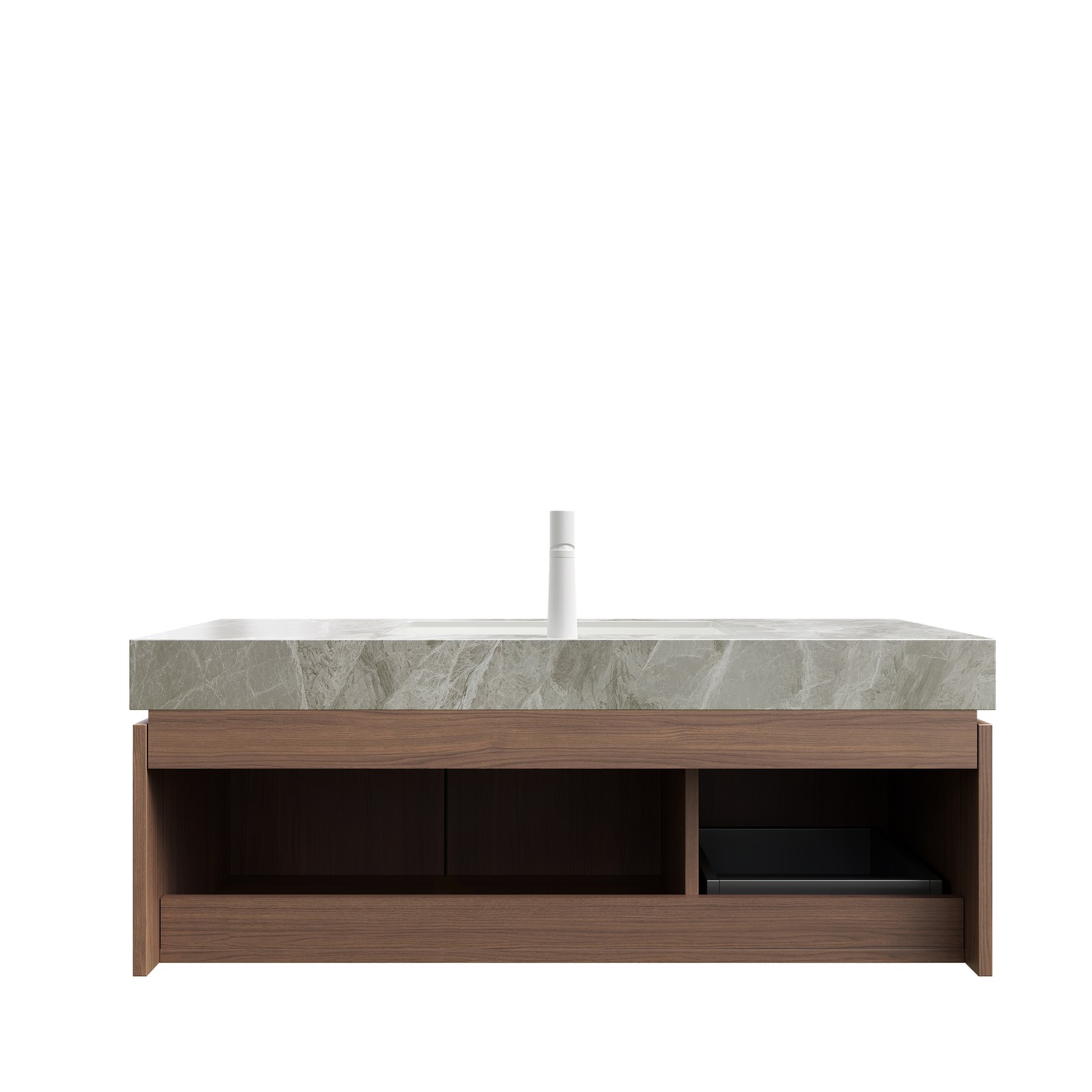 48″ Bathroom Vanity Sink Floating Plywood Storage Cabinet Brown Oak Gray