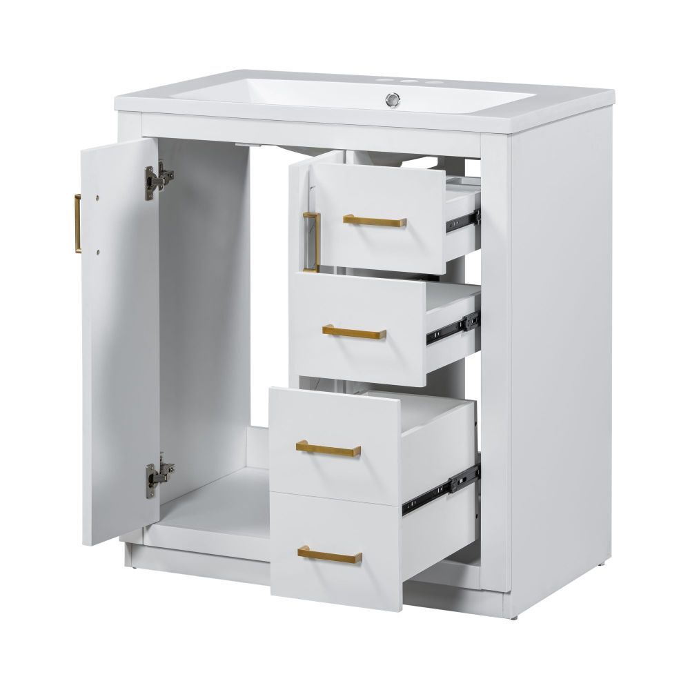 30″ Bathroom Vanity with Sink, Freestanding Vanity Storage Cabinet, 3 Drawers