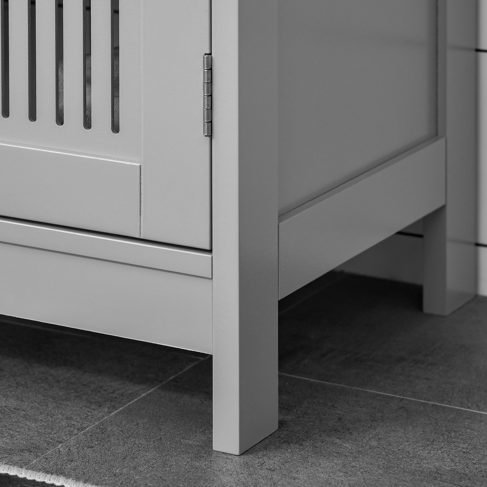 Bathroom Under Sink Cabinet Vanity Unit w/ Shelves, Grey, Used