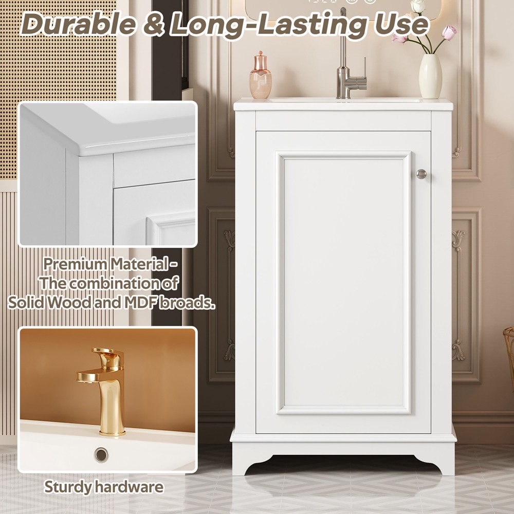 20″ Bathroom Vanity w/Sink, Freestanding Bath Vanity Cabinet for Small Bathroom