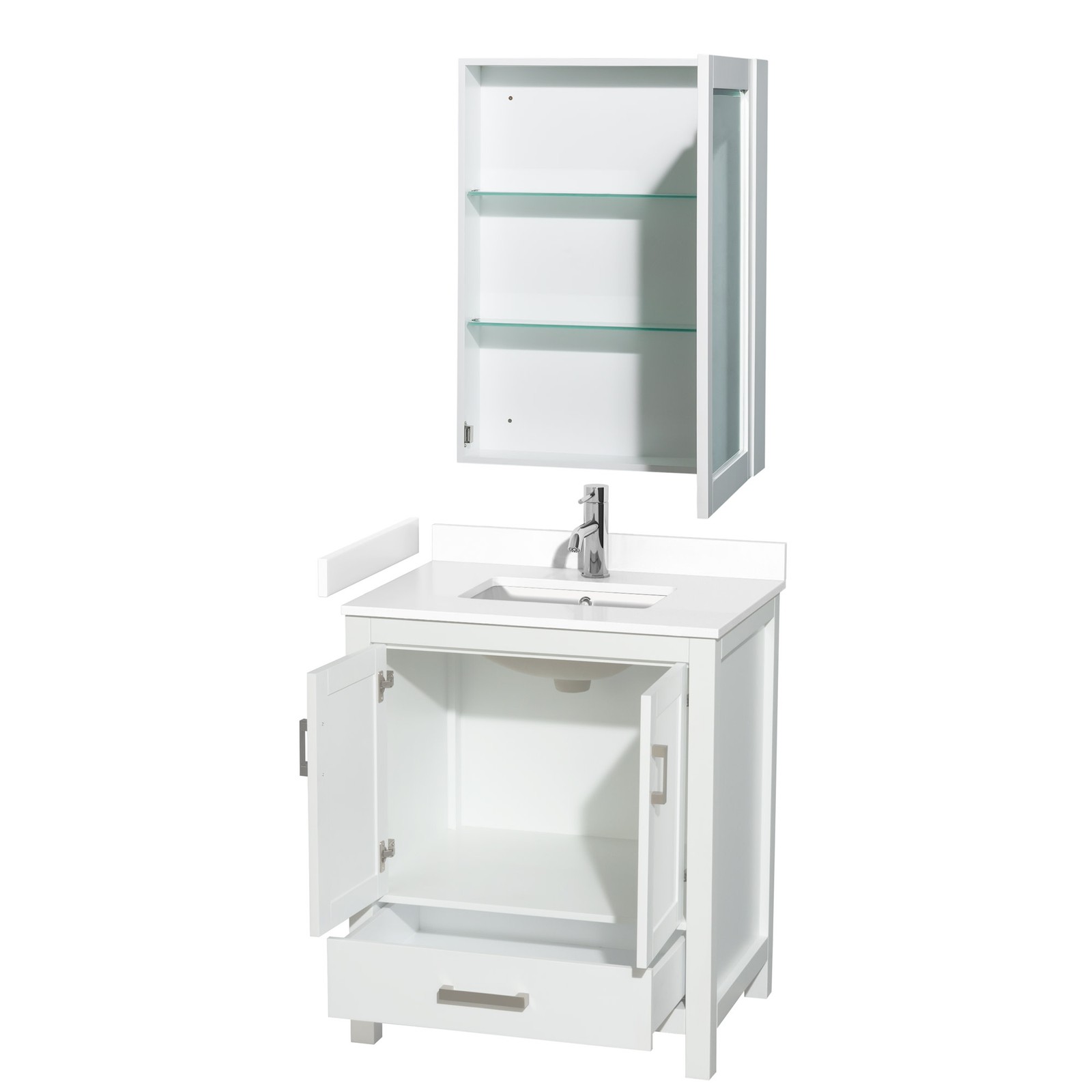 Wyndham Collection WCS141430S-VCA-MED Sheffield 30″ – White / White Cultured