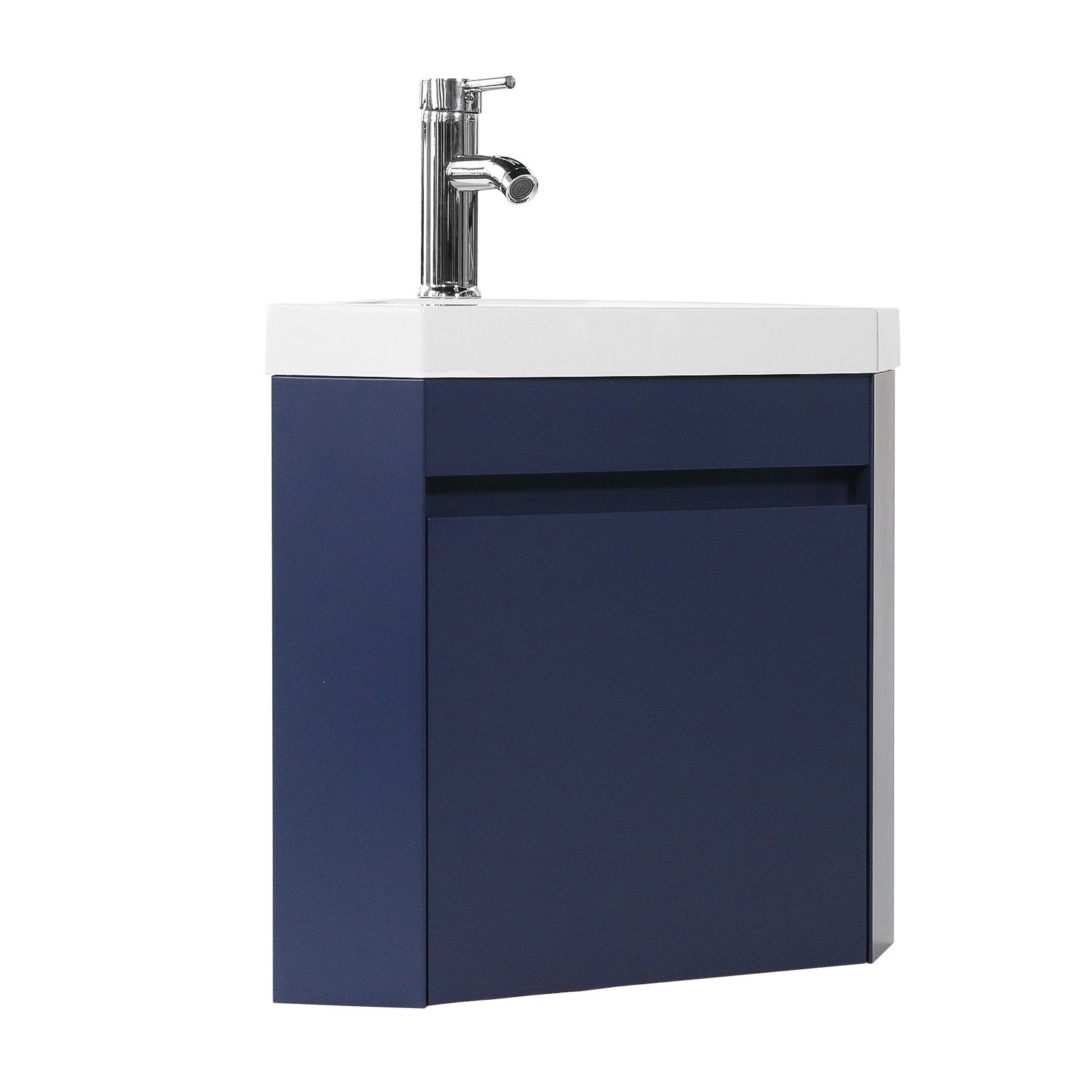 Corner Wall Mounted Bathroom Vanity Floating Cabinet w/Sink for Small Bathroom