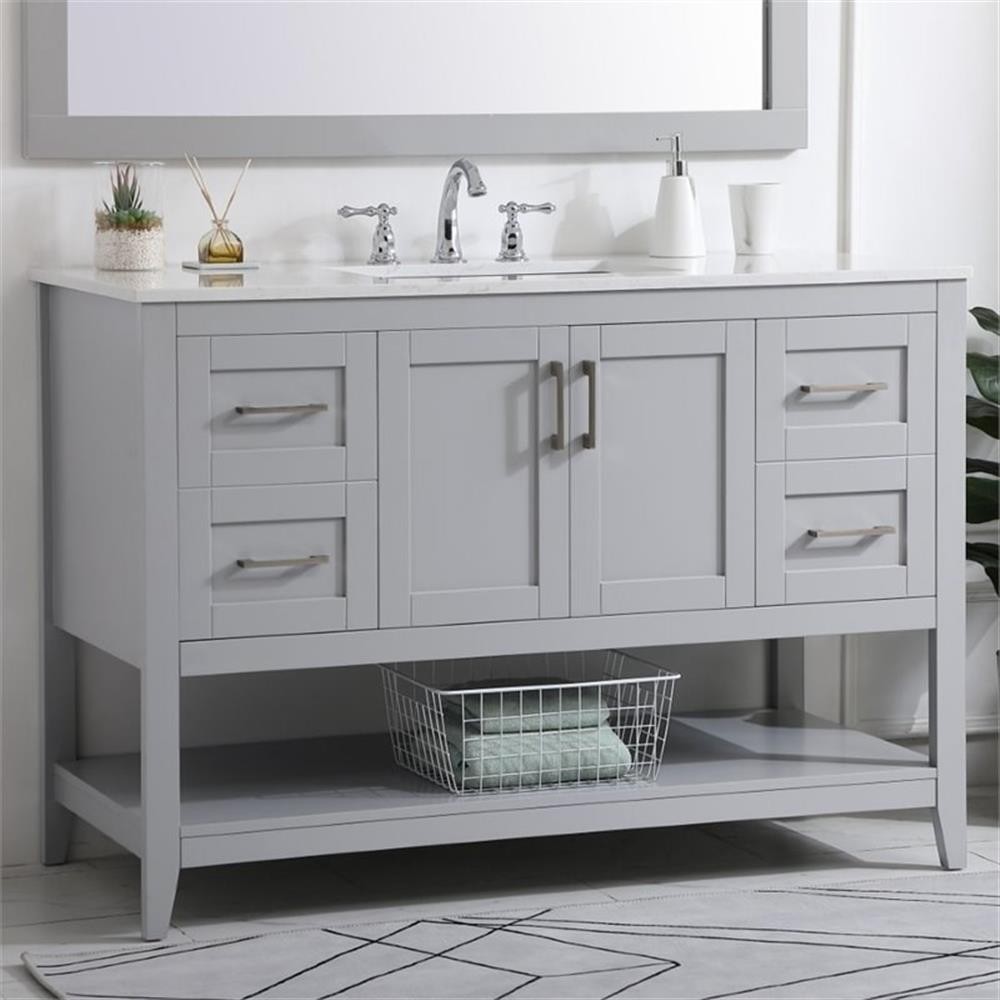 Elegant Decor Aubrey 48″ Single Quartz Top Bathroom Vanity in Gray