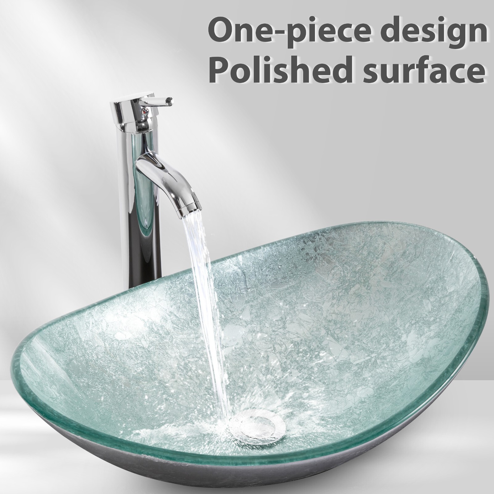 72″ White Bathroom Vanity Set Cabinet Vessel Glass/Ceramic Sink Faucet Combo