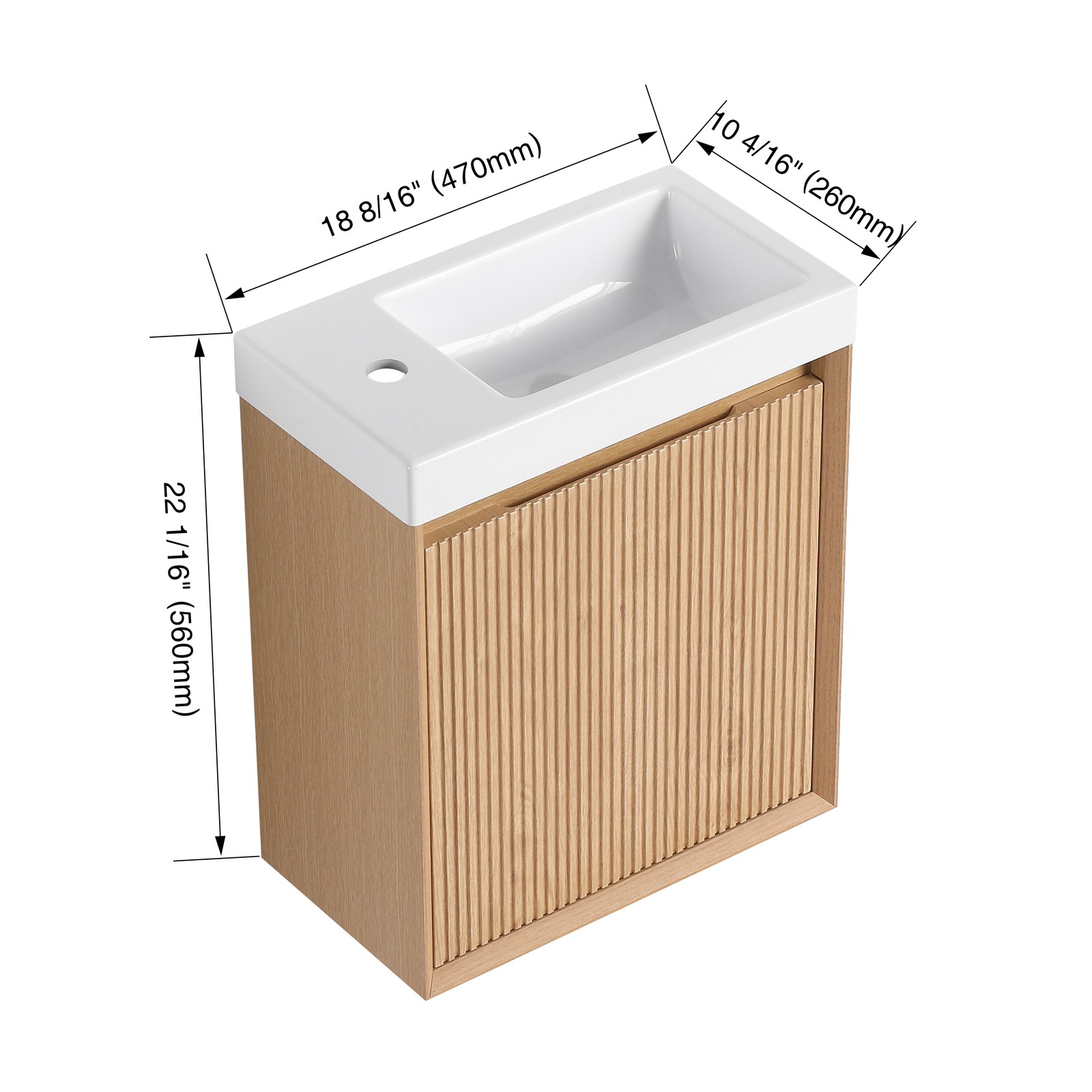 18.5″ Floating Bathroom Vanity and Resin Sink Combo W/1 Door for Small Space MDF