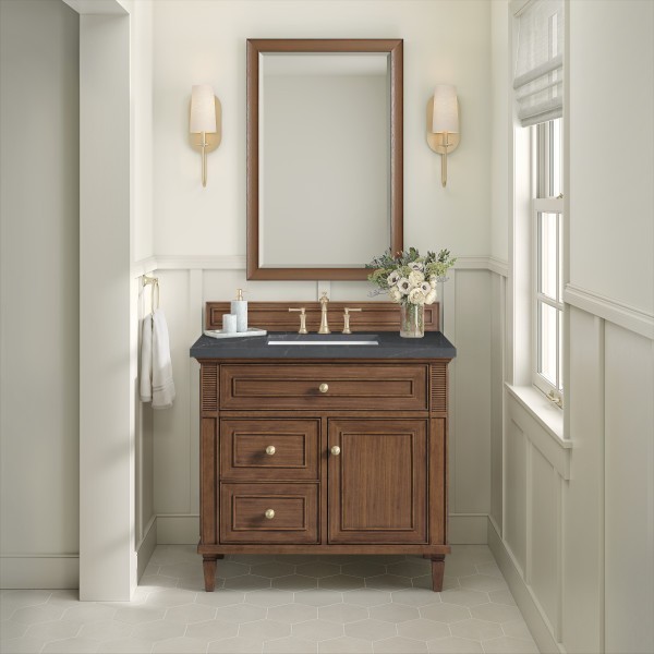 36″ James Martin Lorelai 424-V36-WLT-3CSP Vanity Cabinet Charcoal Soapstone Top