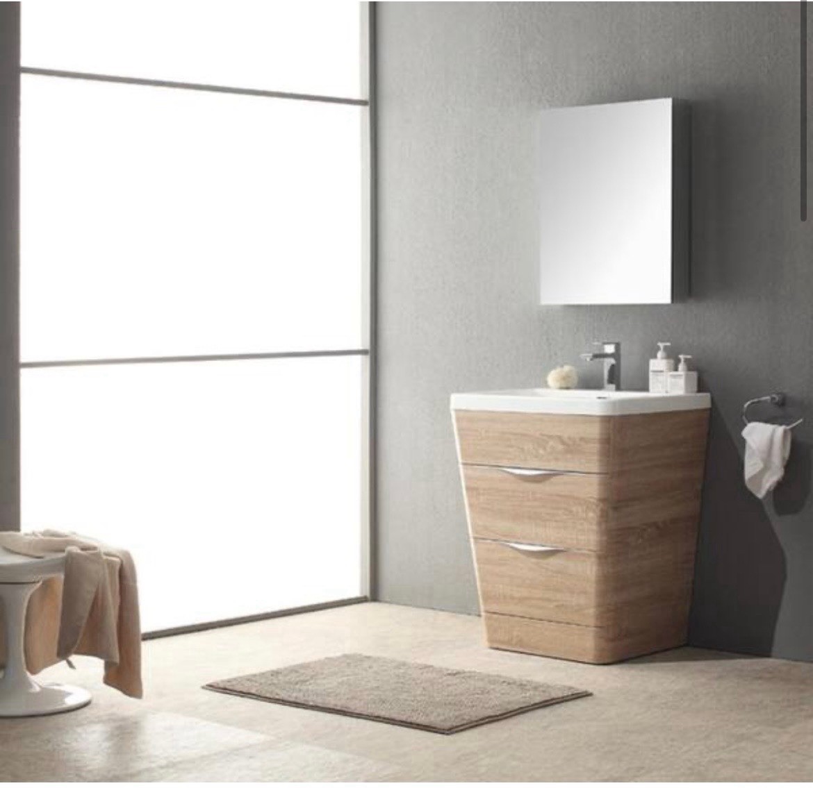 Fresca Milano Single Sink Bathroom Vanity White Oak 25.5″ Freestanding, 2 Soft …
