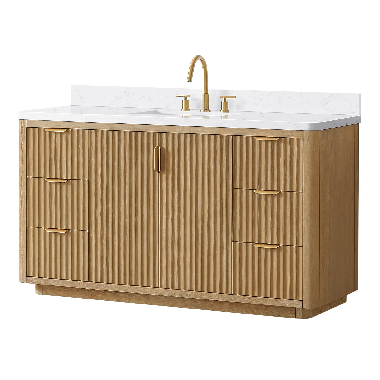 Cadiz 60″ Single Bathroom Vanity in Washed Ash Grey with Composite Stone Top