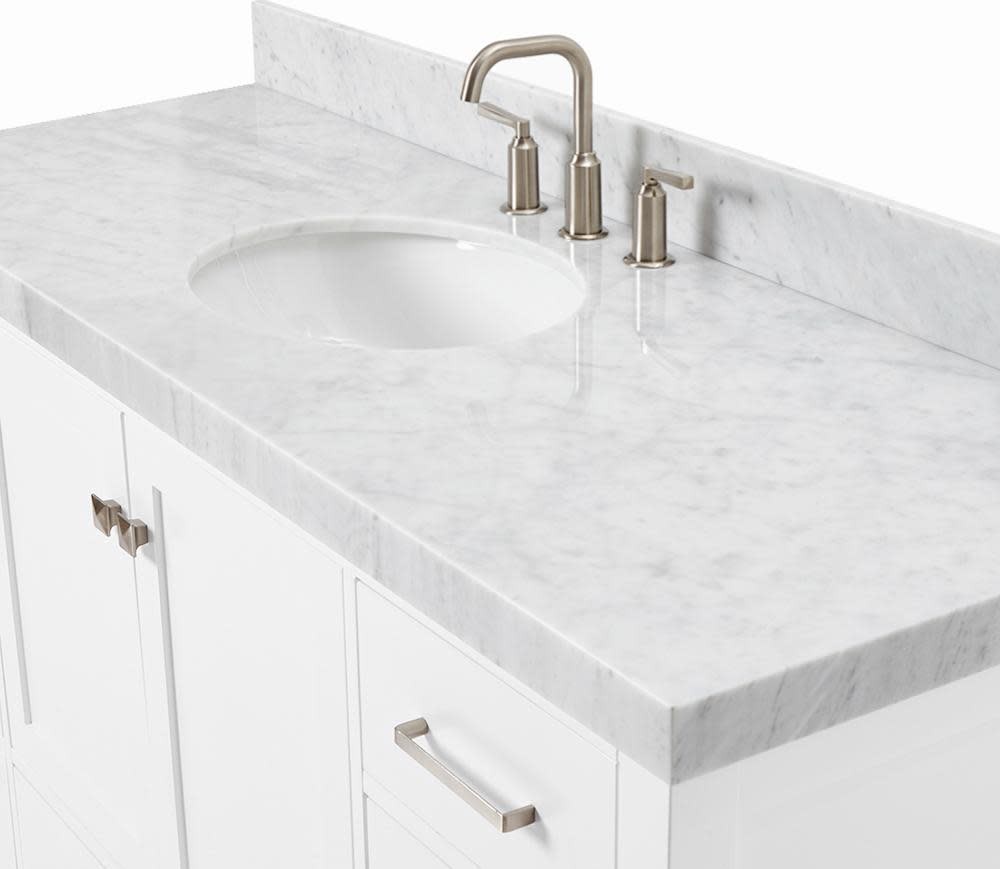 Ariel A060SCW5OVO Cambridge 60″ – White / Italian Carrara Marble Top / Brushed