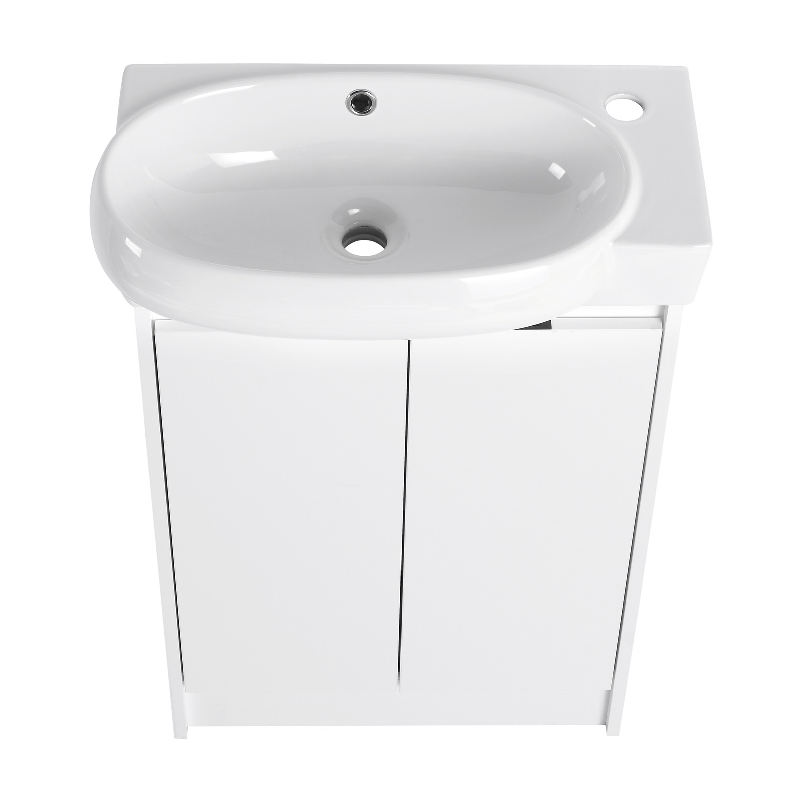 23″ Plywood Freestanding Bathroom Vanity Ceramic Sink Basin +Storage Rack White