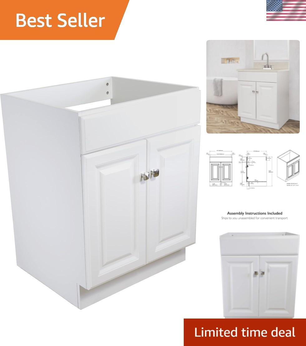 Stylish Wyndham 2-Door Bathroom Vanity Cabinet – Easy Assembly, White Finish