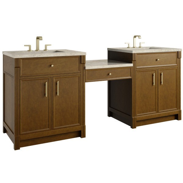 84″ James Martin Bellshire 660-VMC84-HNO-3TJR Dual Vanity Cabinet Tajnar Top