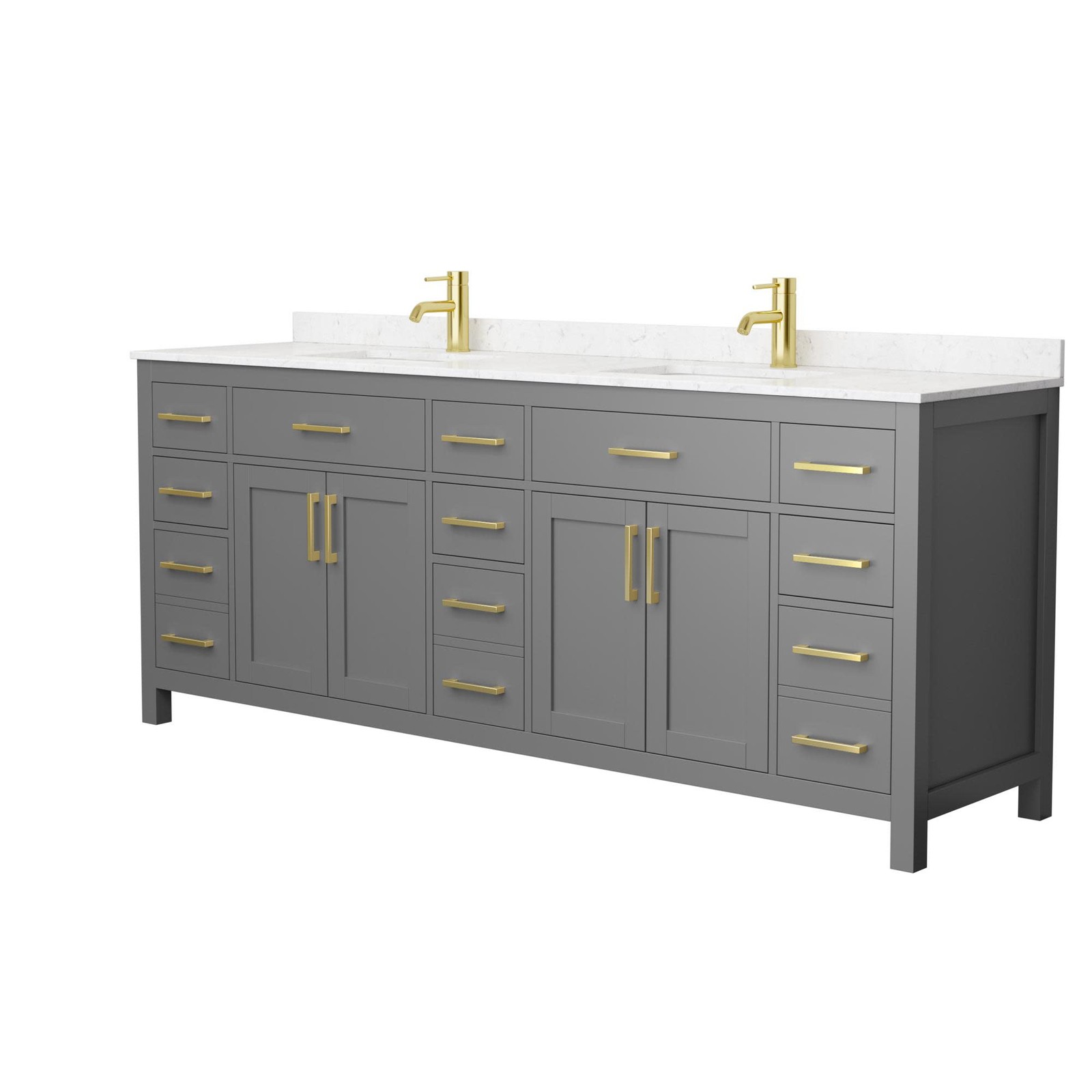 Wyndham Collection WCG242484D-UNSMXX Beckett 84″ – Dark Blue / Carrara Cultured