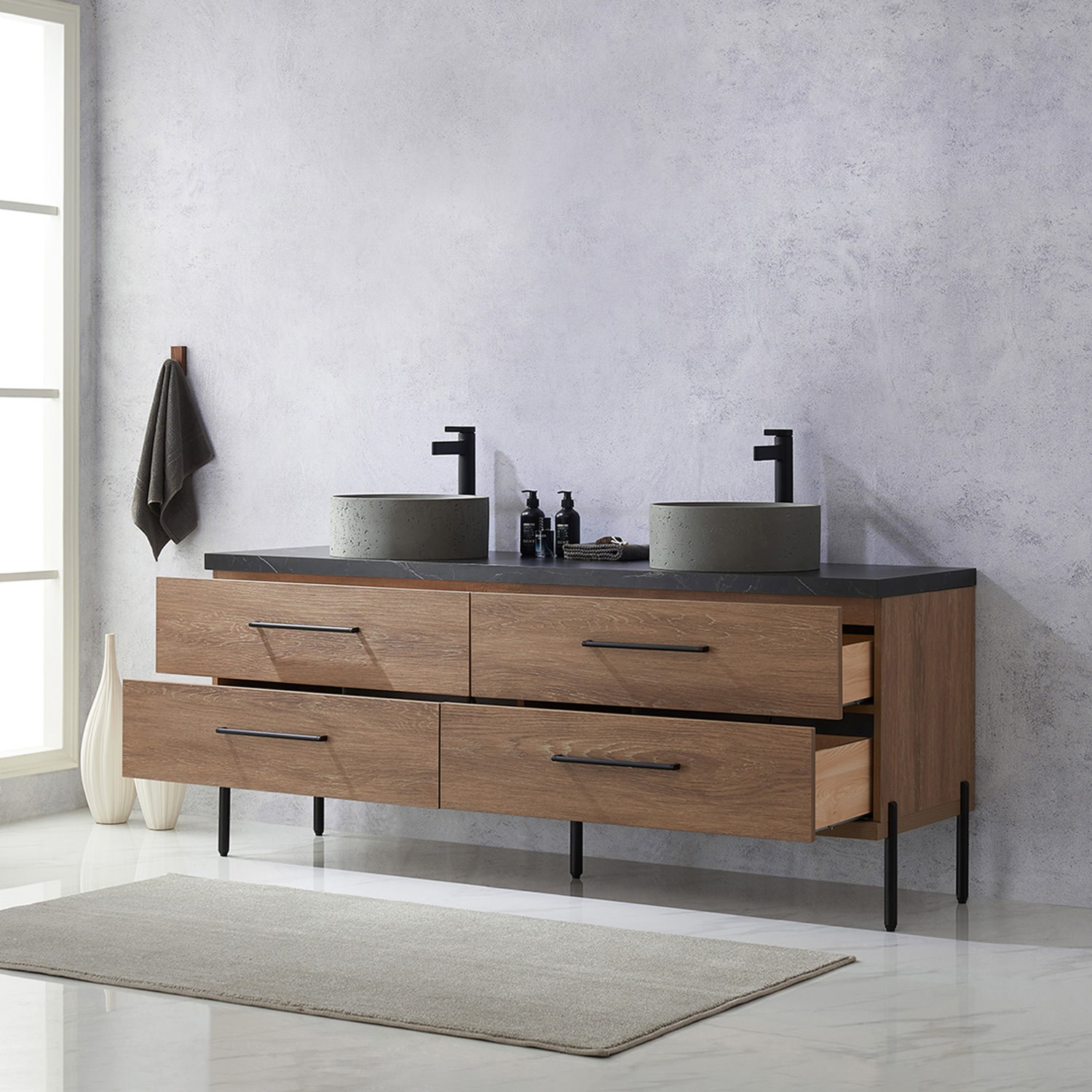 Miseno MV-NM-705172R Trento 72″ – North American Oak / Black