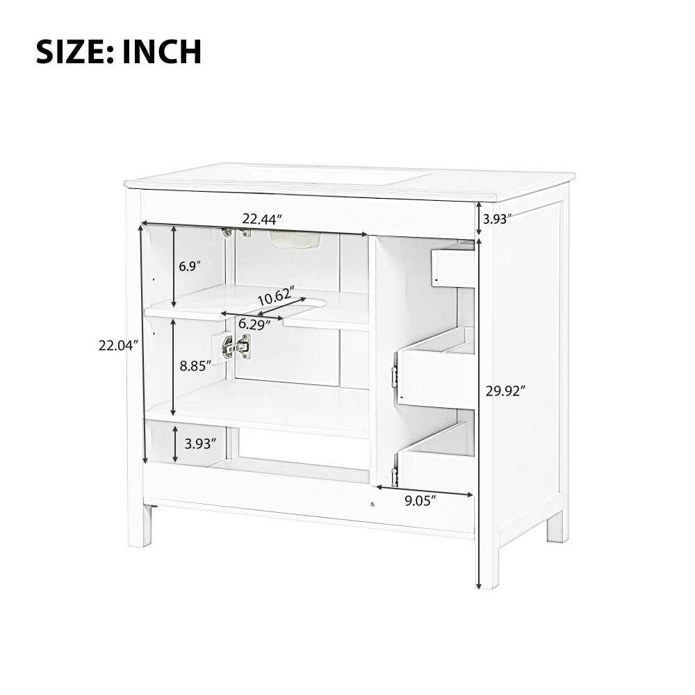 Bathroom Vanity with Sink Top, Bathroom Cabinet with Two Doors and Two Drawers