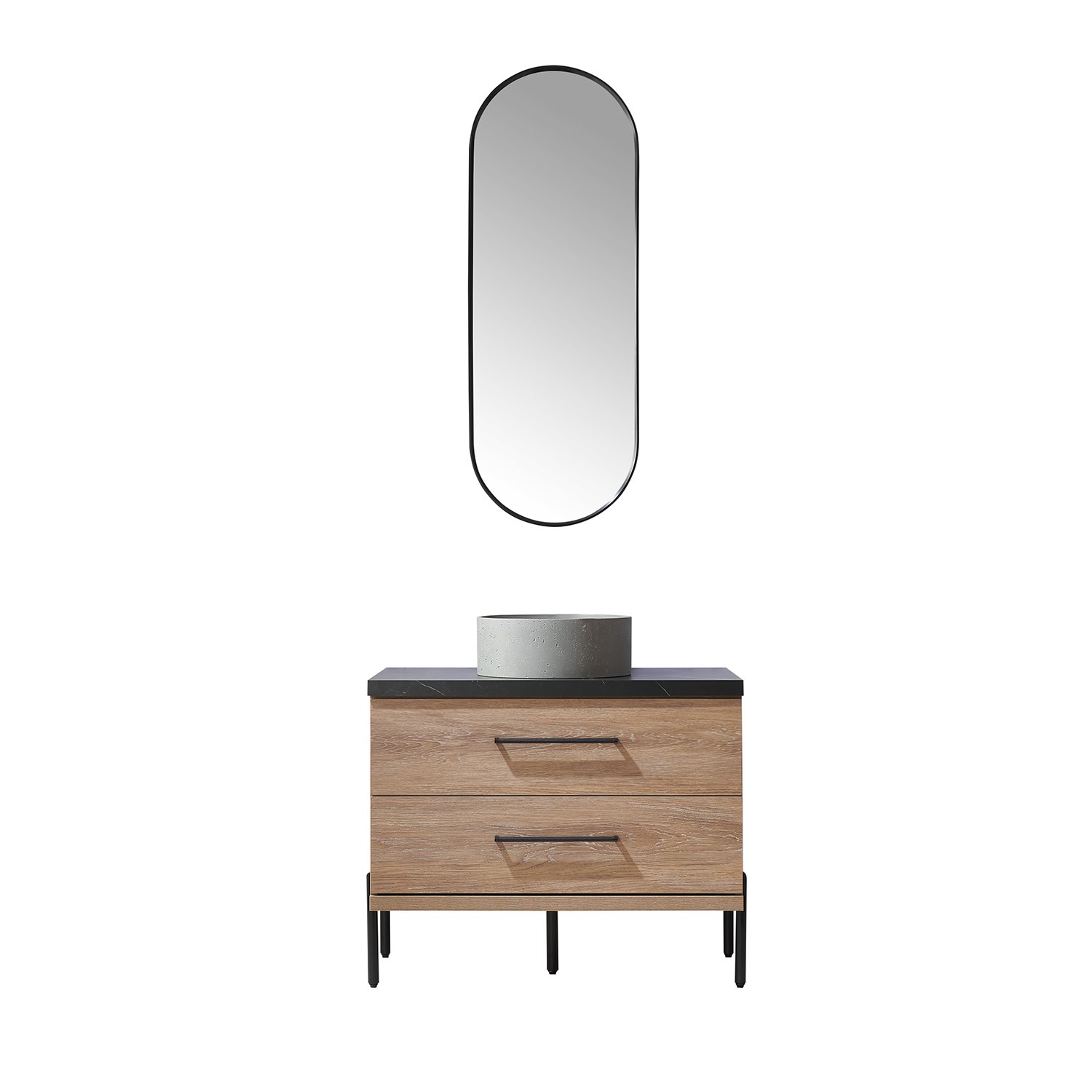 Miseno MV-705136R Trento 36″ – North American Oak / Black