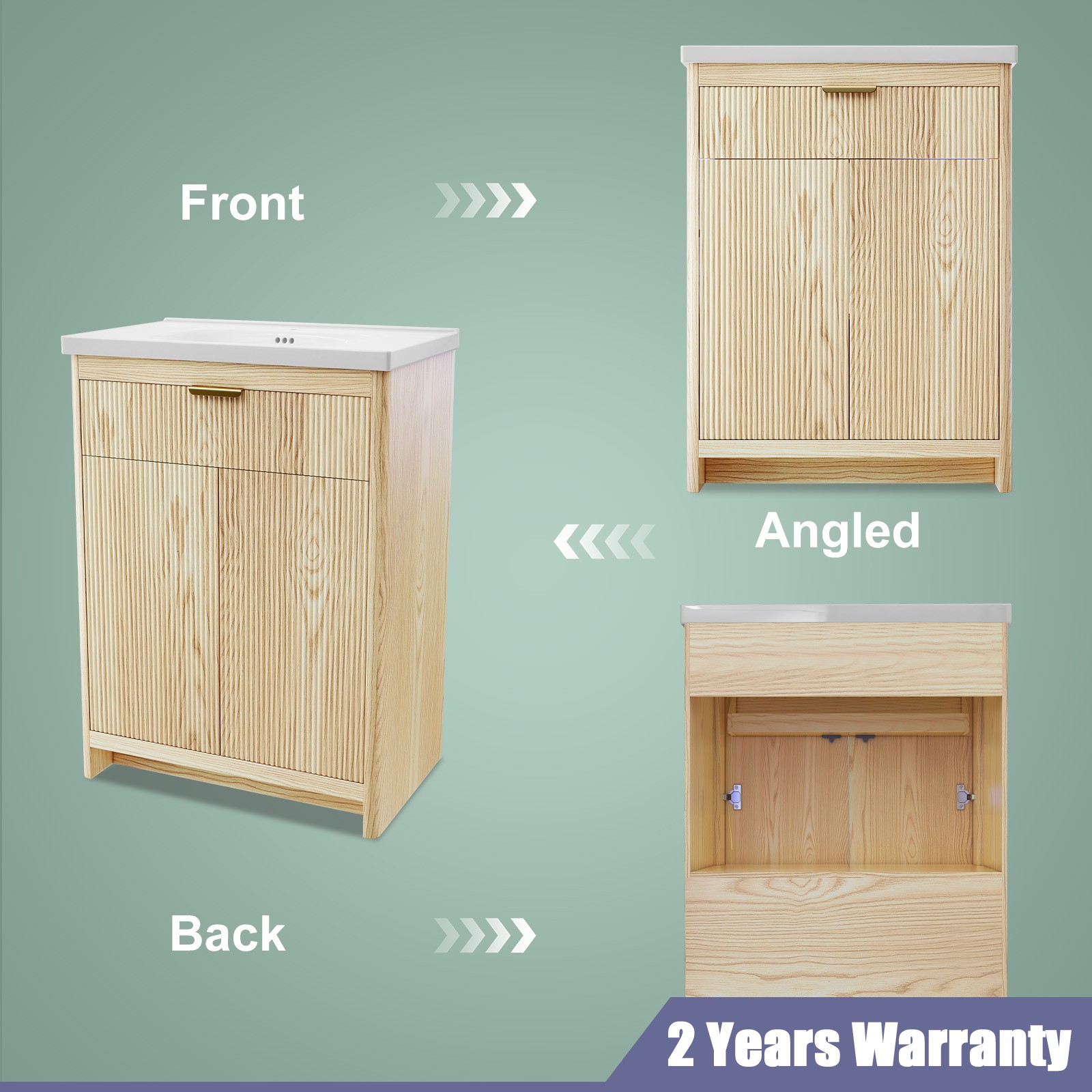 Bathroom Vanity Ceramic Sink Cabinet Freestanding Wooden Storage Cabinet