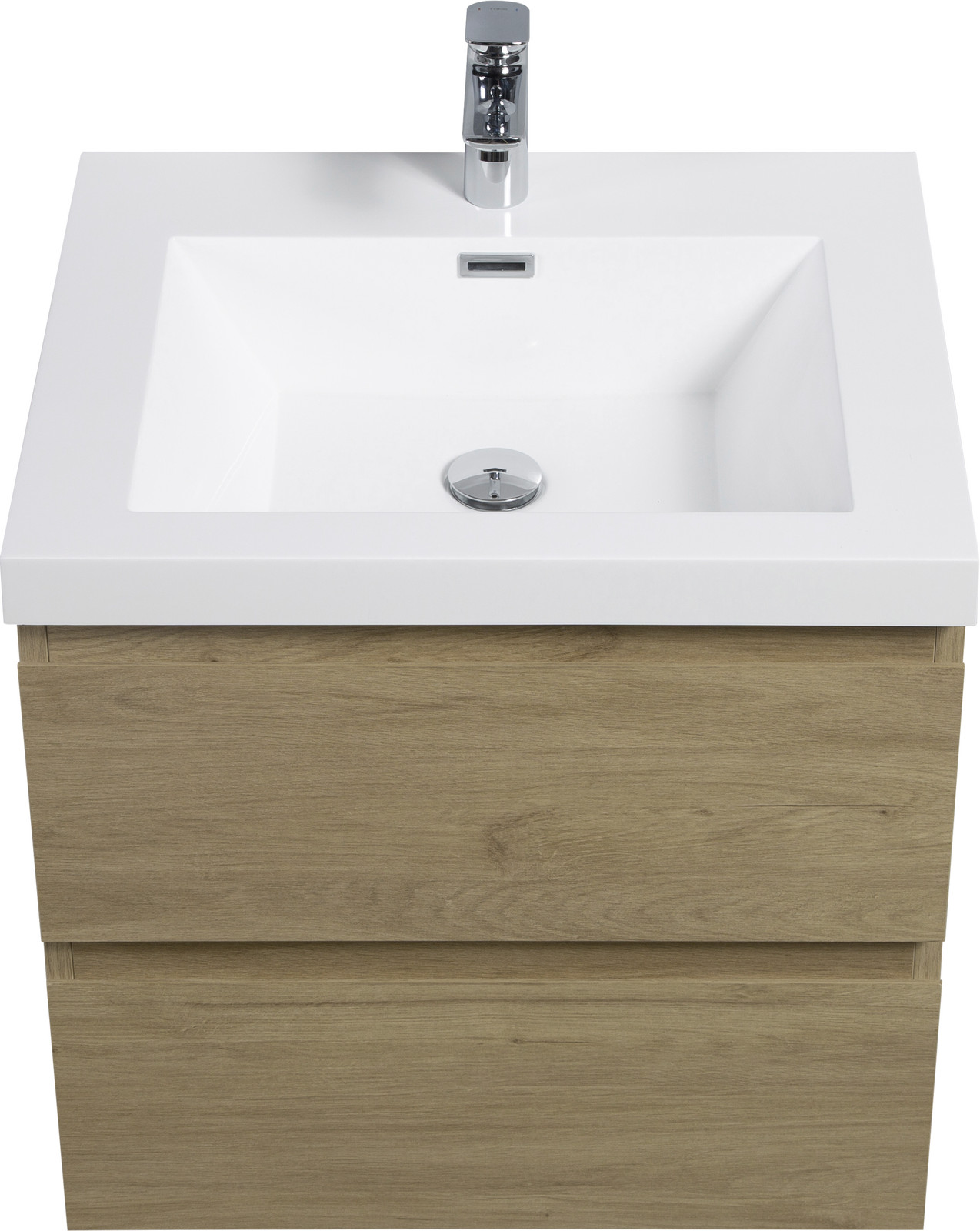 24 in Floating Wall-Mounted Bathroom Vanity 2 Drawers With Resin Top Basin Sink