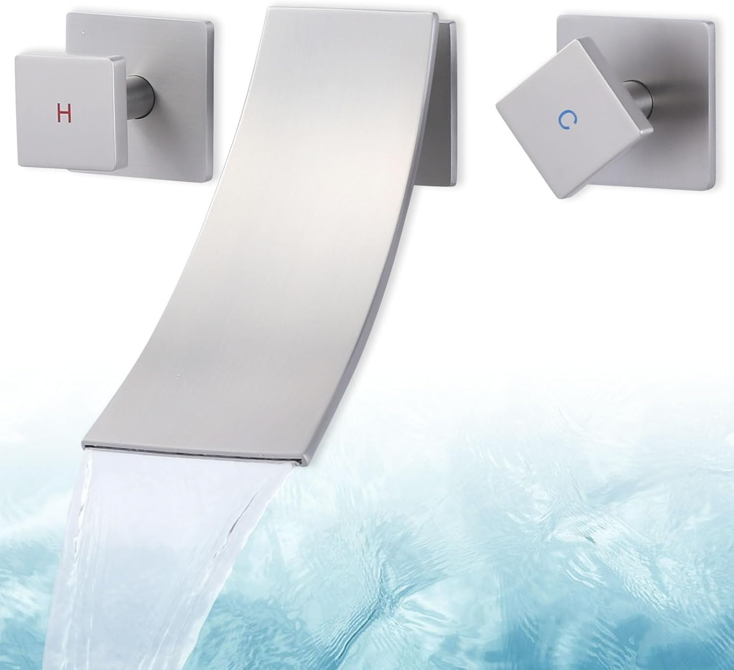 Wall Mount Bathroom Sink Faucets – for Vanity, Lavatory, Restroom with Dual Hand