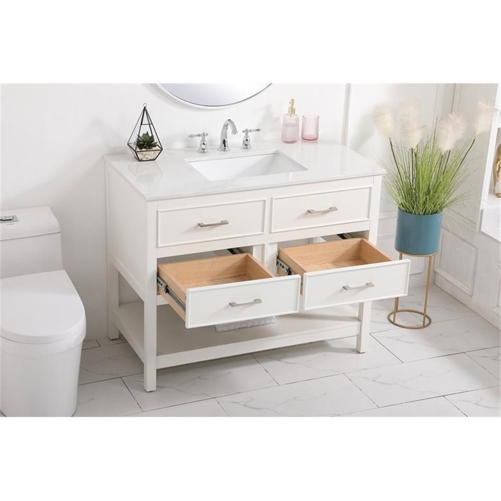 Elegant Decor Sinclaire 42″ Aluminum Alloy & MDF Single Bathroom Vanity in White