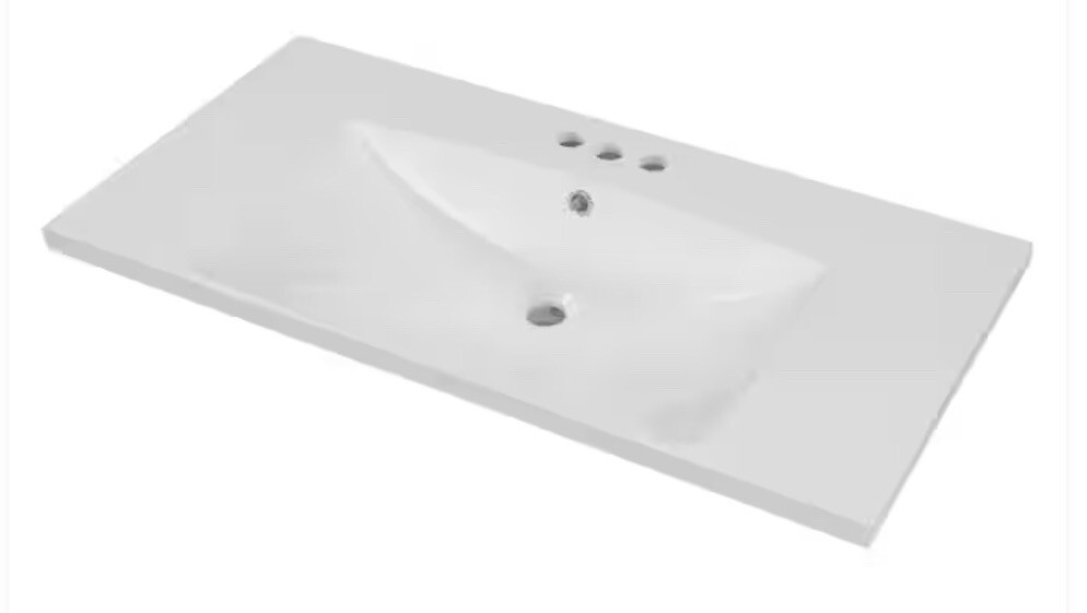 36″ Bathroom Vanity Set Drop in Sink Combo Stainless Steel Faucet Pop Up Drain