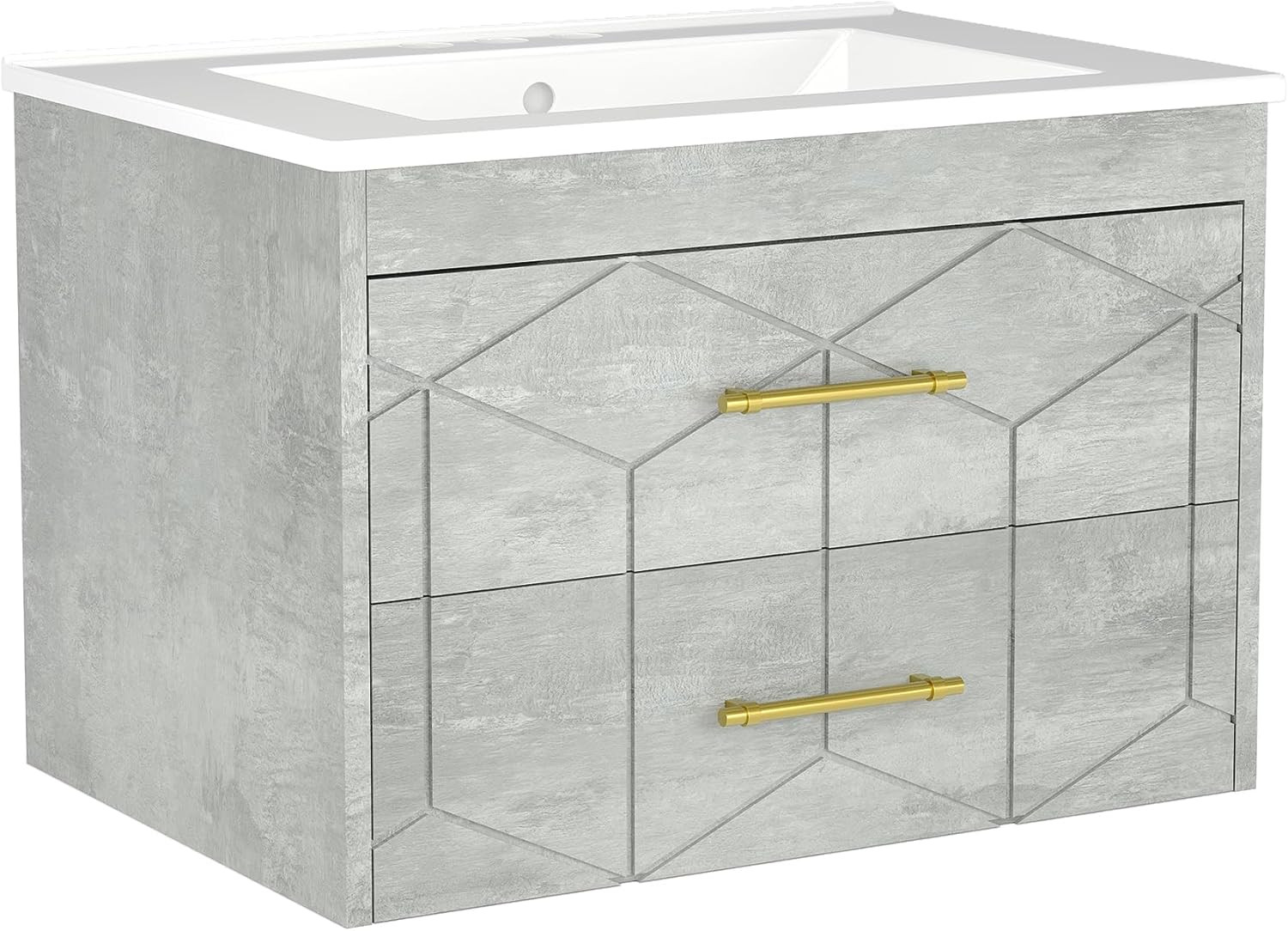 Floating Bathroom Vanity with Sink 24 Inch, Modern Bathroom Sink Cabinet, Cerami