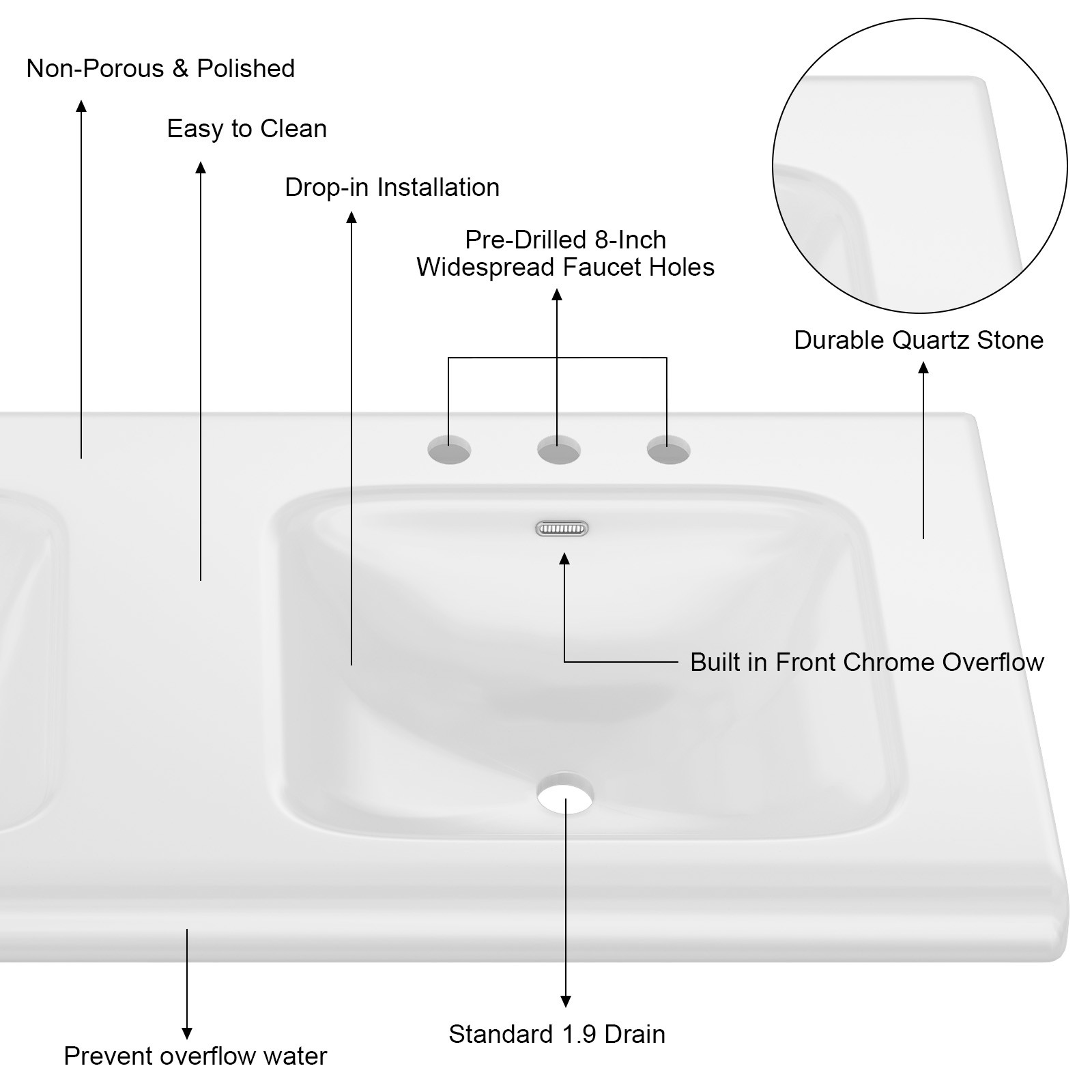 Modern Bathroom Vanity with Double Ceramic Sink Large Bathroom Vanity Cabinet