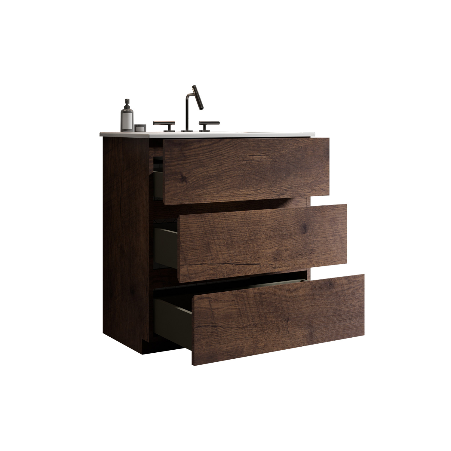 24″ 30″ Bathroom Vanity w/ Sink, Freestanding Vanity Storage Cabinet, 3 Drawers