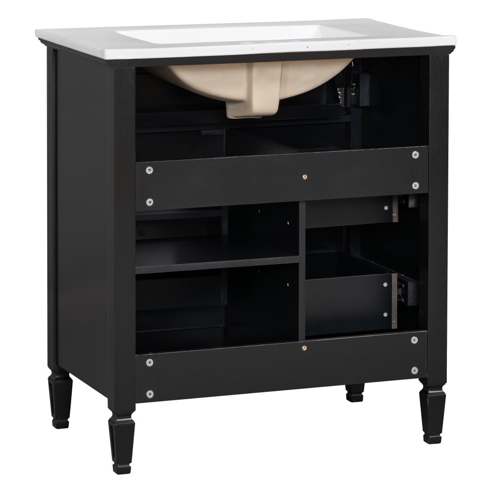 30″ Bathroom Vanity with Sink, Bathroom Vanity Cabinet with One Flip Drawer