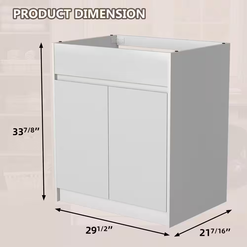 Lau 29.5 In. Wx 21.5 In.Dx 34 In.H Freestanding Bath Vanity Cabinet without Top