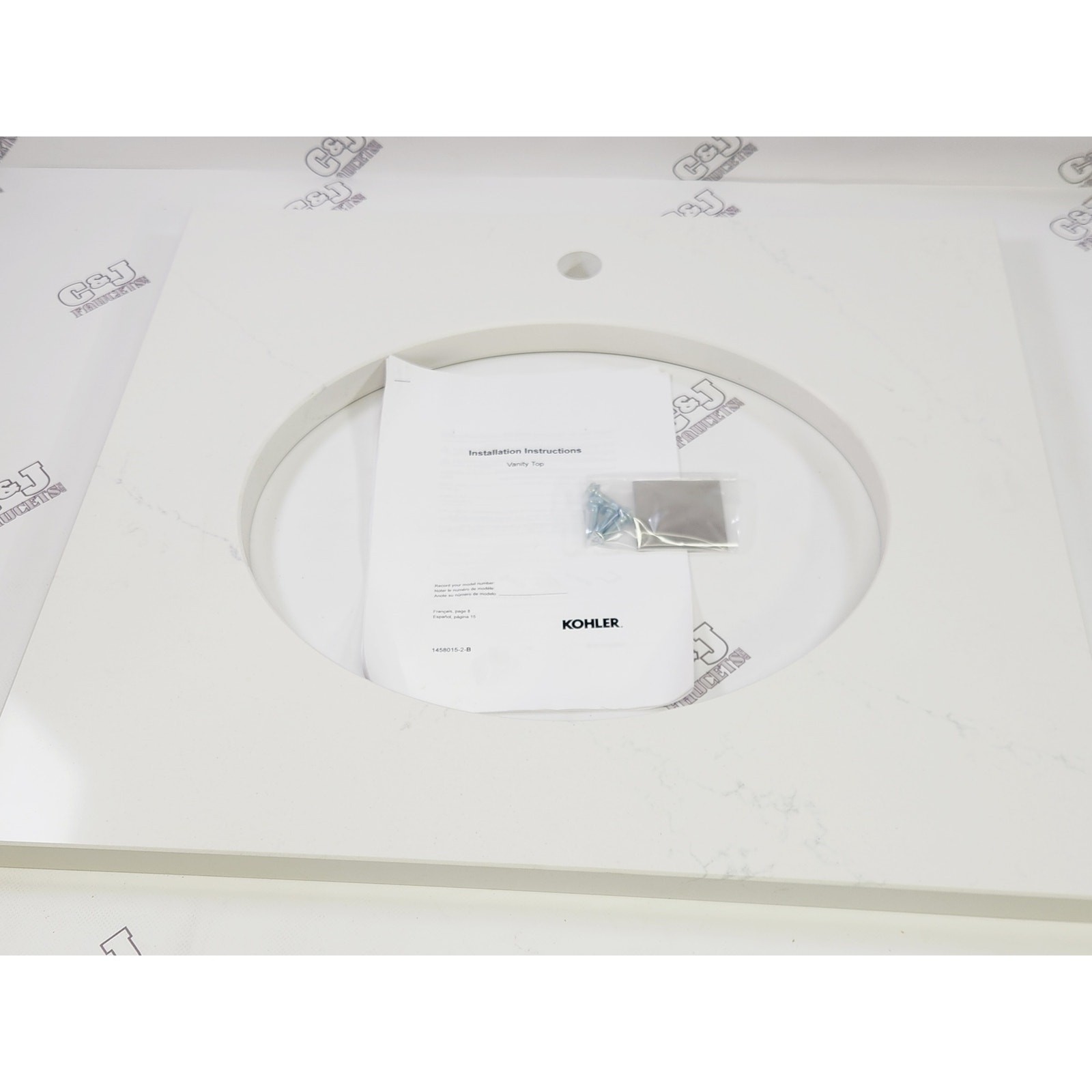 Kohler 28247-EST Silestone Quartz 25″ Vanity Top Oval Cutout – ET Statuario