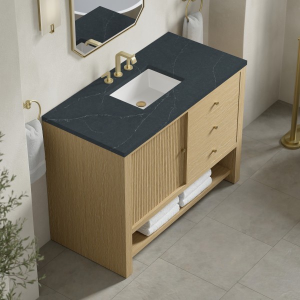 48″ James Martin Marigot D404-V48-SWO-3CSP Vanity Cabinet Charcoal Soapstone Top