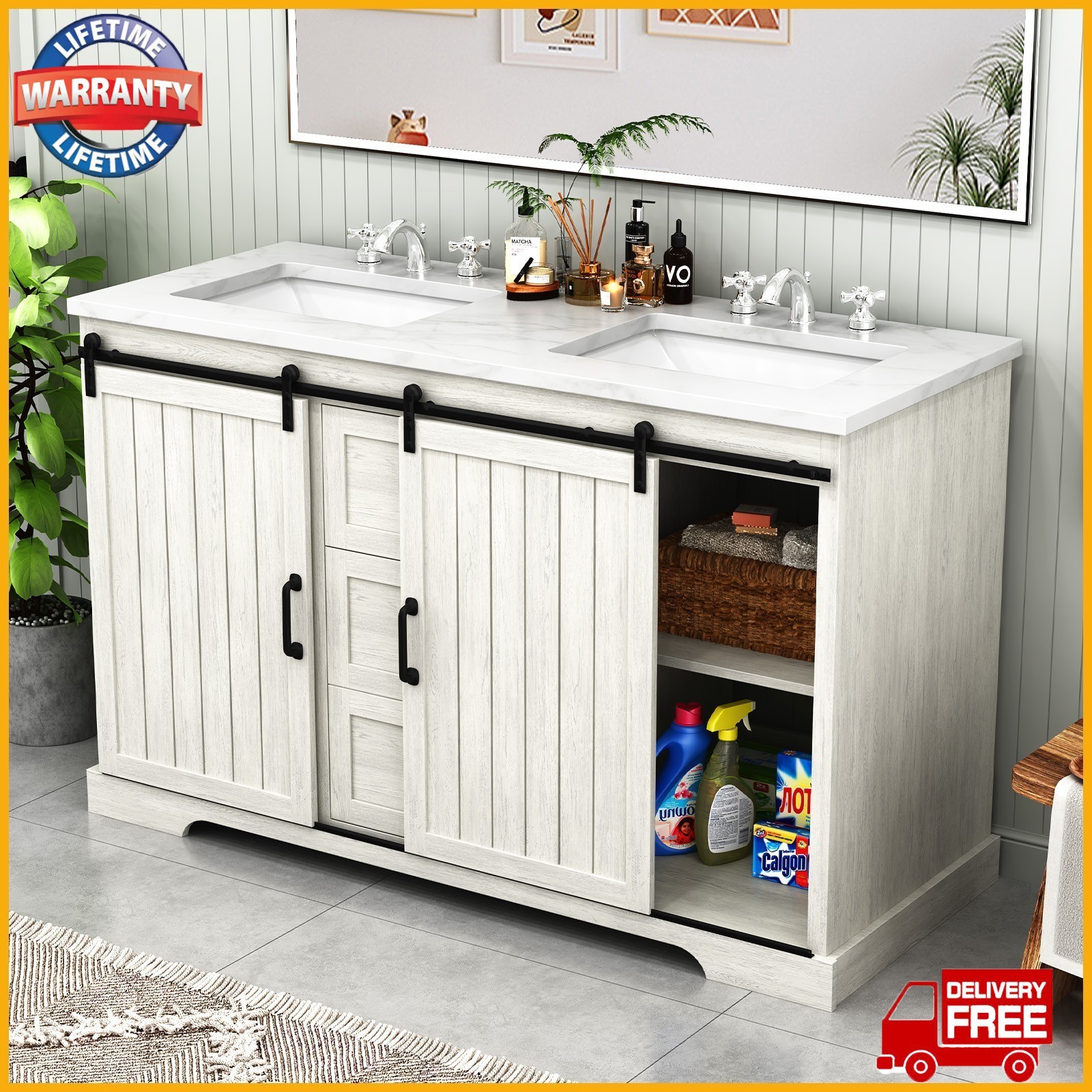 47″ Bathroom Vanity with Sink Combo Freestanding Bath Storage Cabinet w/ Drawers