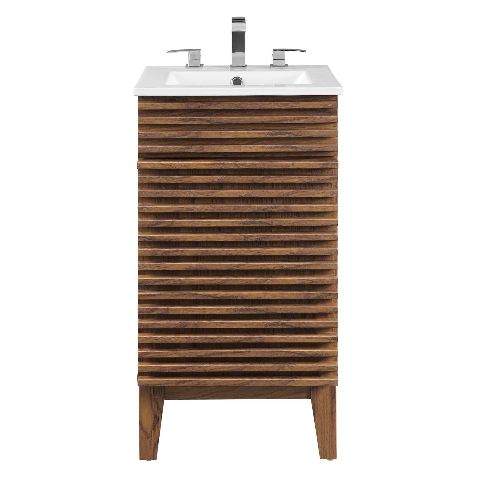 Modway Render 18″ Bathroom Vanity With Sink in Walnut White