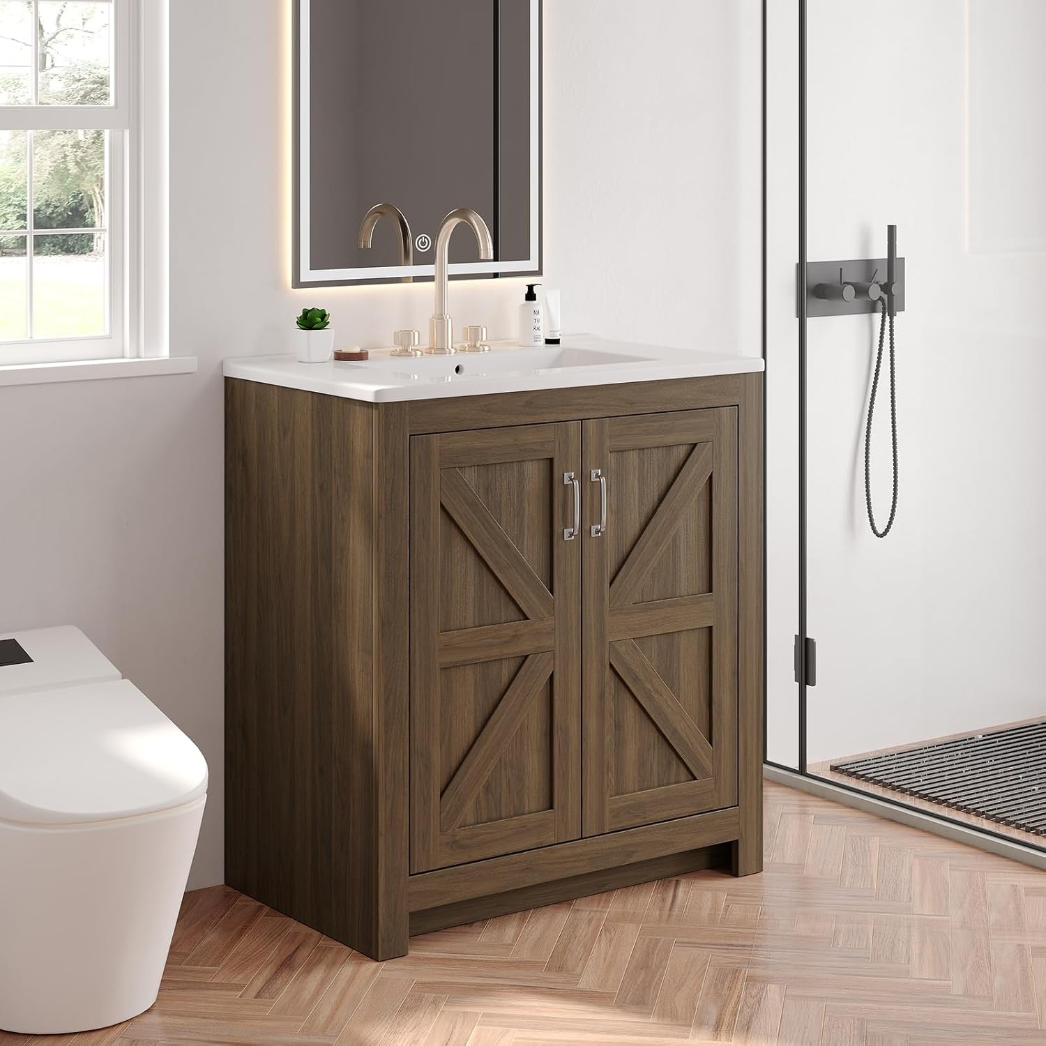 Farmhouse Bathroom Vanity W/ Sink Freestanding Bathroom Vanities W/ Ceramic